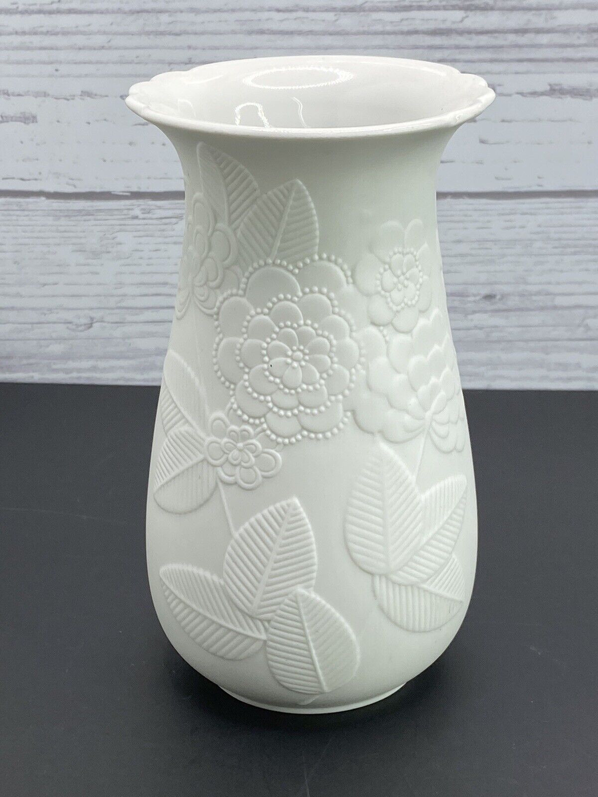 AK Kaiser W Germany 7.5” White Bisque Porcelain Vase Vintage Signed No Chips 643