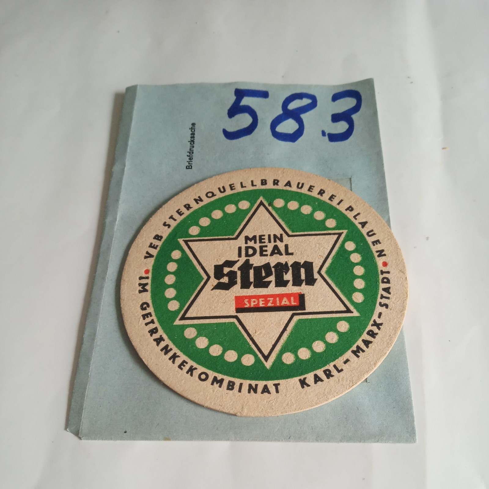 1 piece beer mat VEB brewery Plauen Karl-Max-Stadt GDR collection no. 583