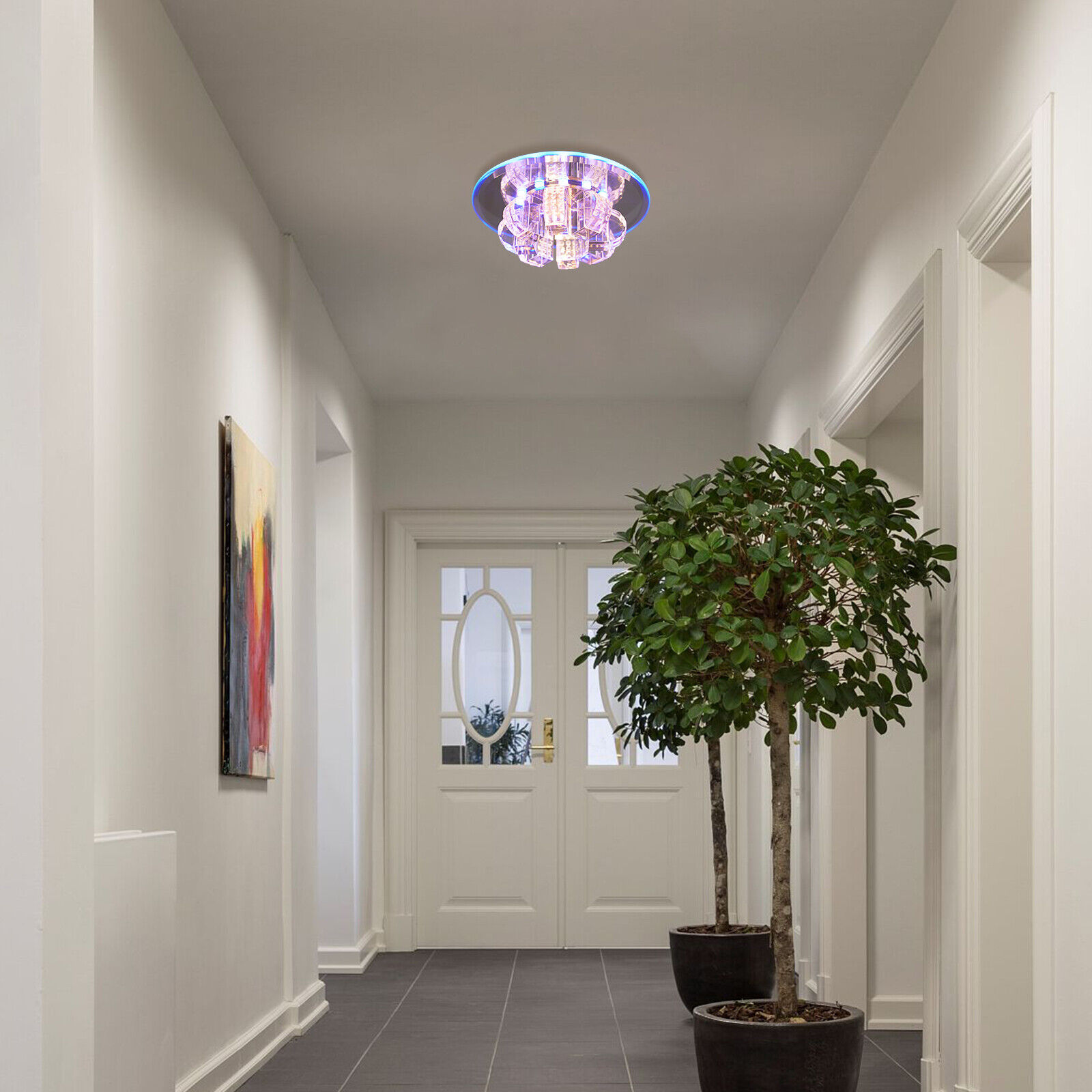 Modern LED Ceiling Light Flush Mount Crystal Chandelier for Bathroom Bedroom 