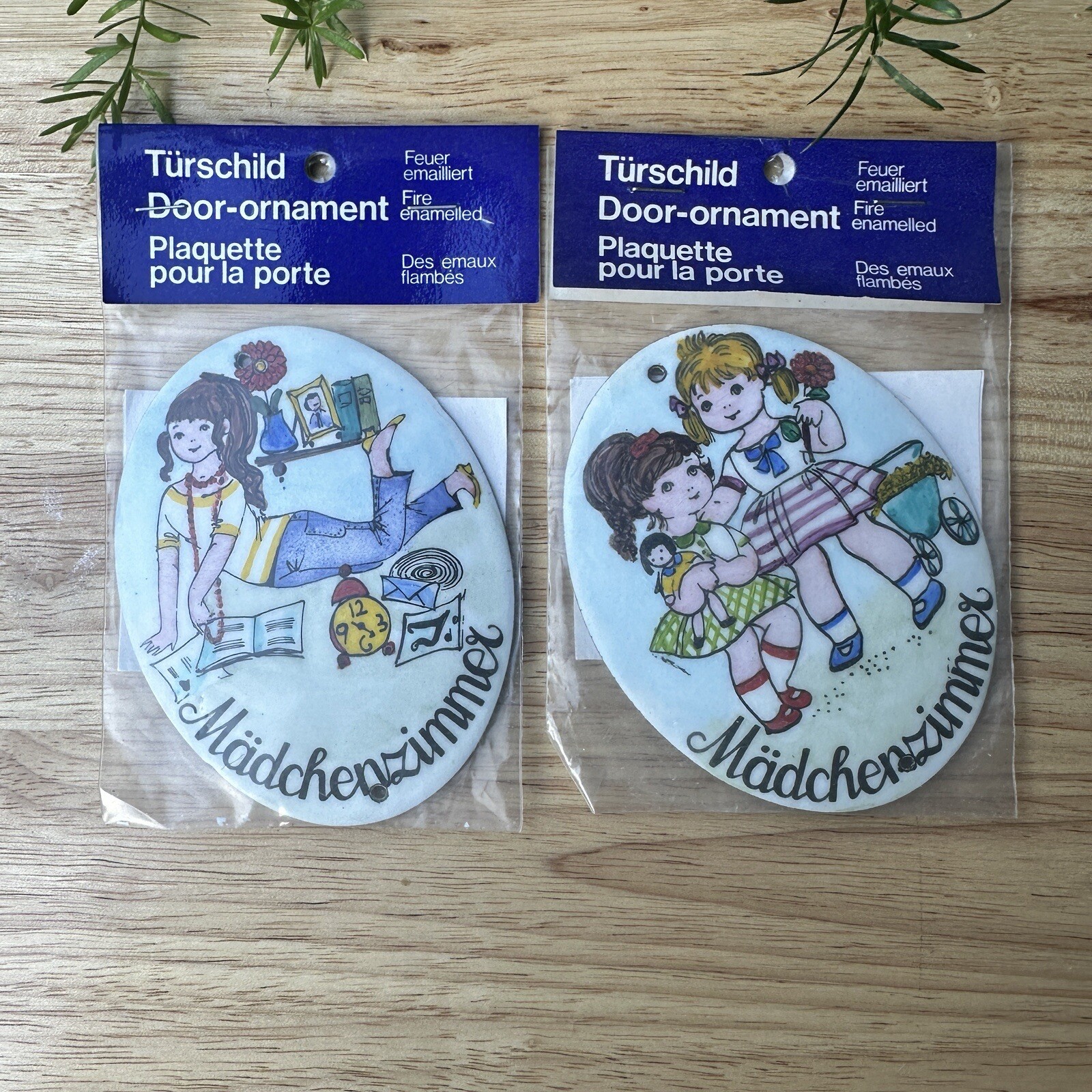 VTG Steinbock Door Ornament Enamel Handmade Austria Wall Decor Lot Of 2 Europe