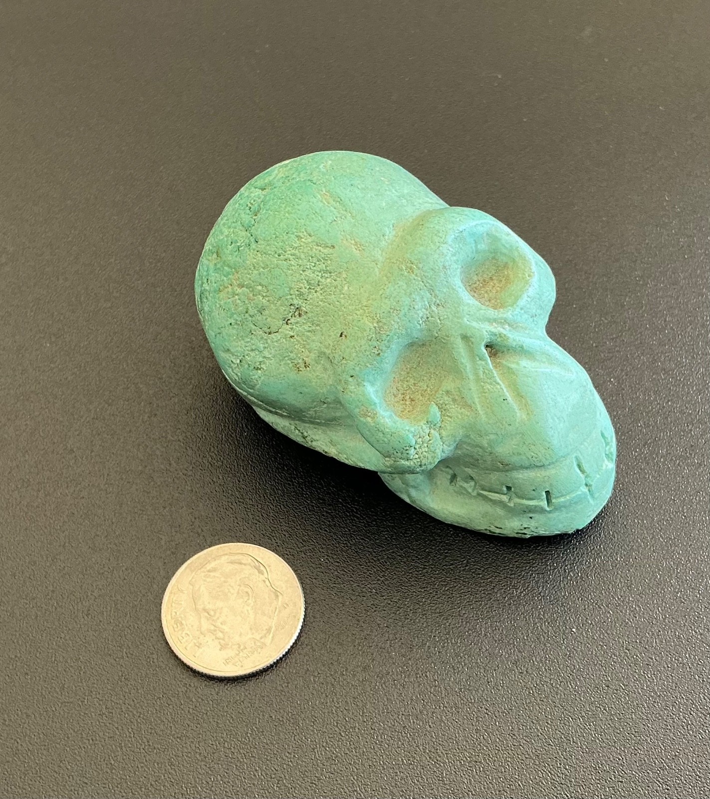 Vintage Carved Turquoise Skull Figurine 85.9g