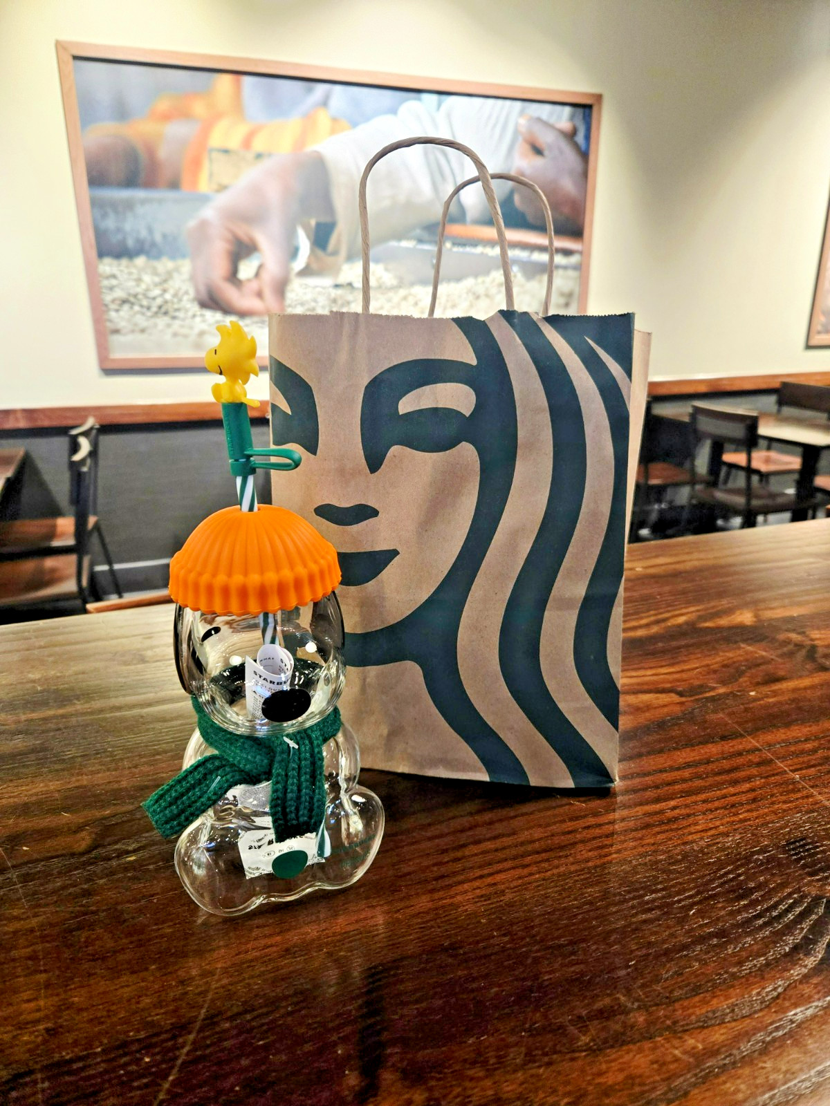 🔥❨･¨⬮ Genuine Starbucks x Peanuts Snoopy Glass Cup US In Hand / FAST SHIP