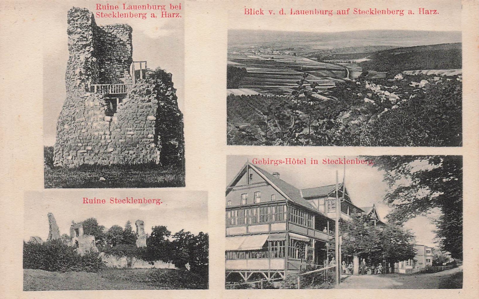 Stecklenberg Germany Harz Multi View Hotel Castle Ruins Vtg Postcard 13A
