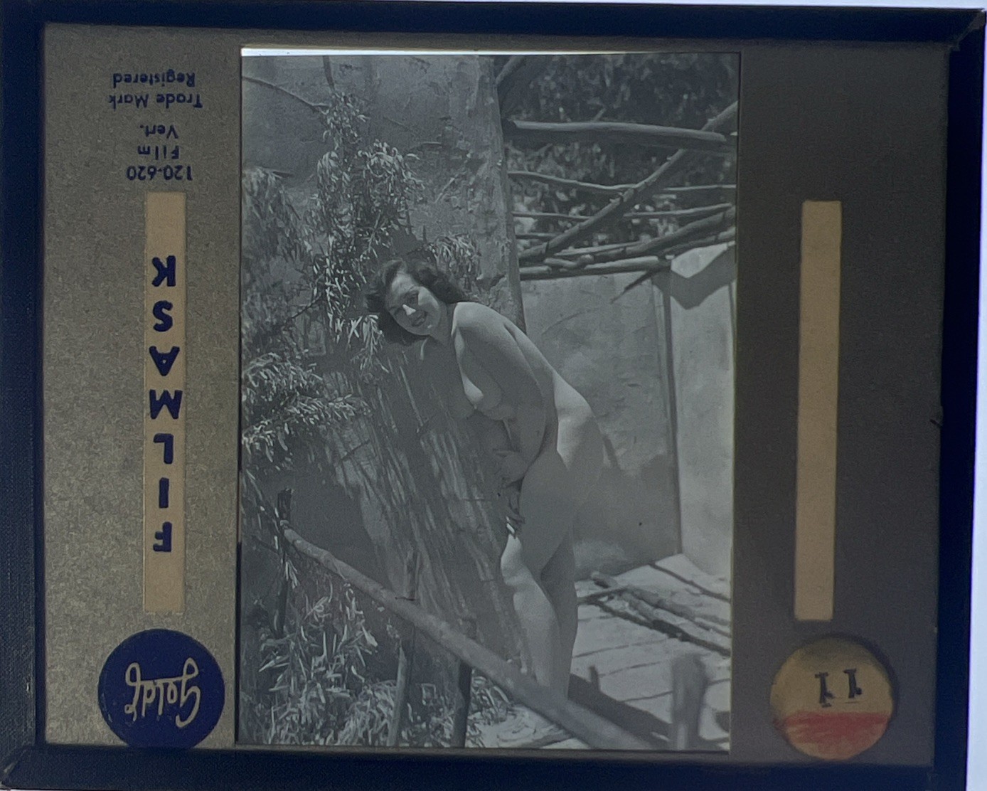 Vintage Original Black White Female Model Glass Photo Slide Photography