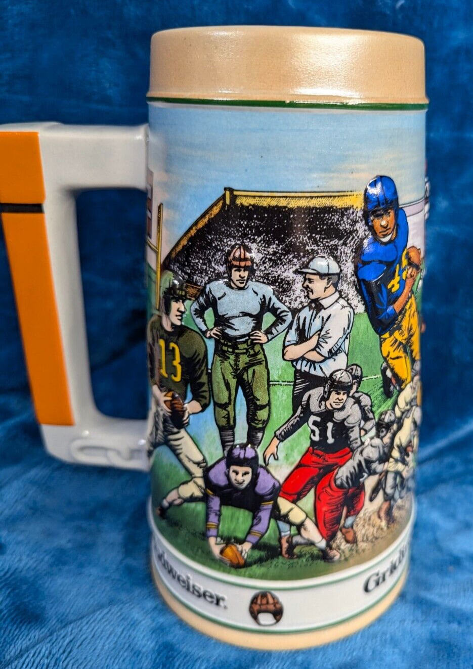 Vintage Budweiser Sports Series Football Gridiron Legacy Beer Mug Stein 1990