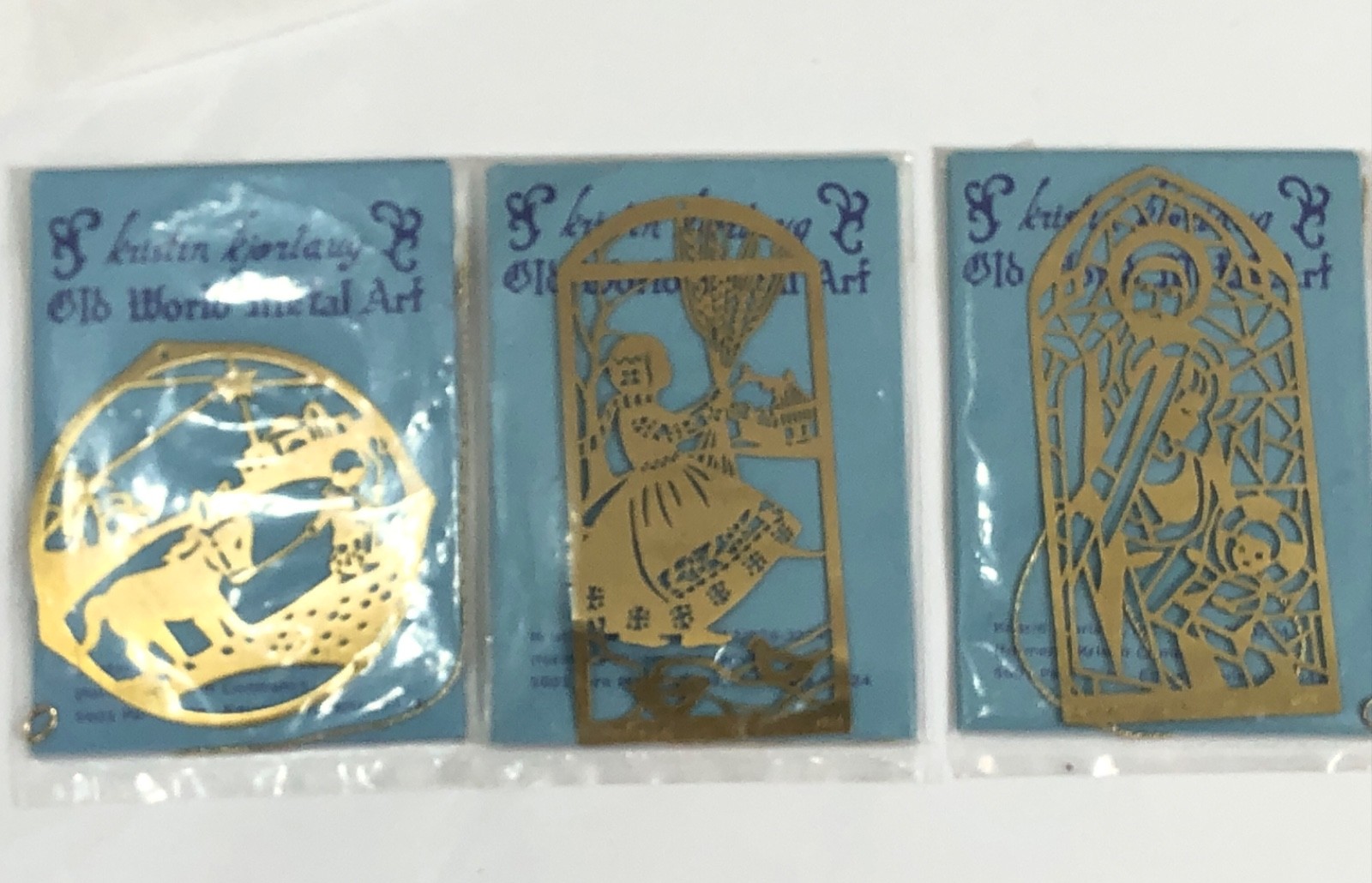 Kristin Kjonlaug Ornament Old World Metal Art Lot of 3 - 1978 Vintage