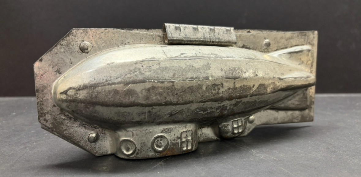 C. 1930 Original Zeppelin Airship Chocolate / Baking Mold Two Piece - See Photos