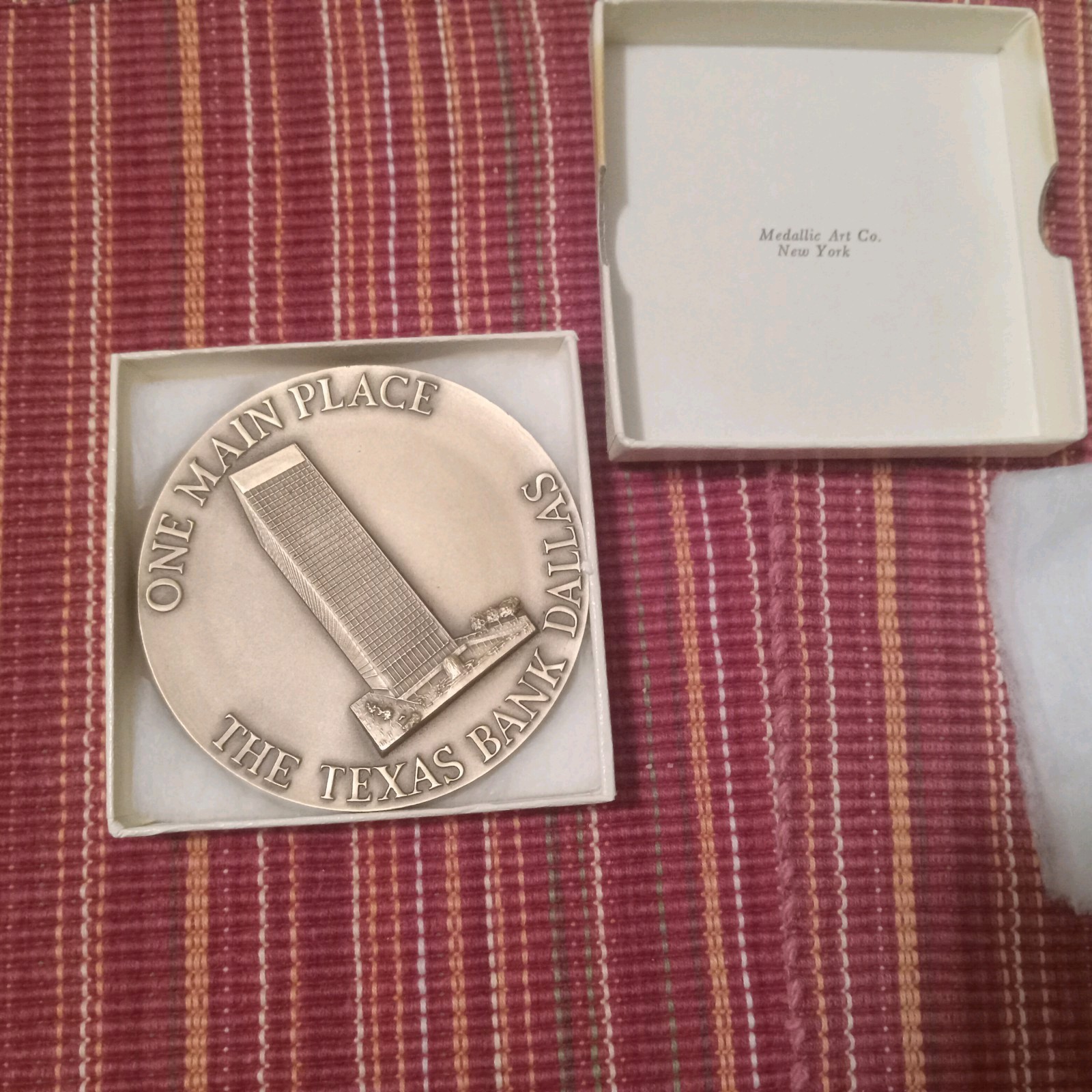 Vintage Bronze Medallion The Texas Bank Dallas Texas