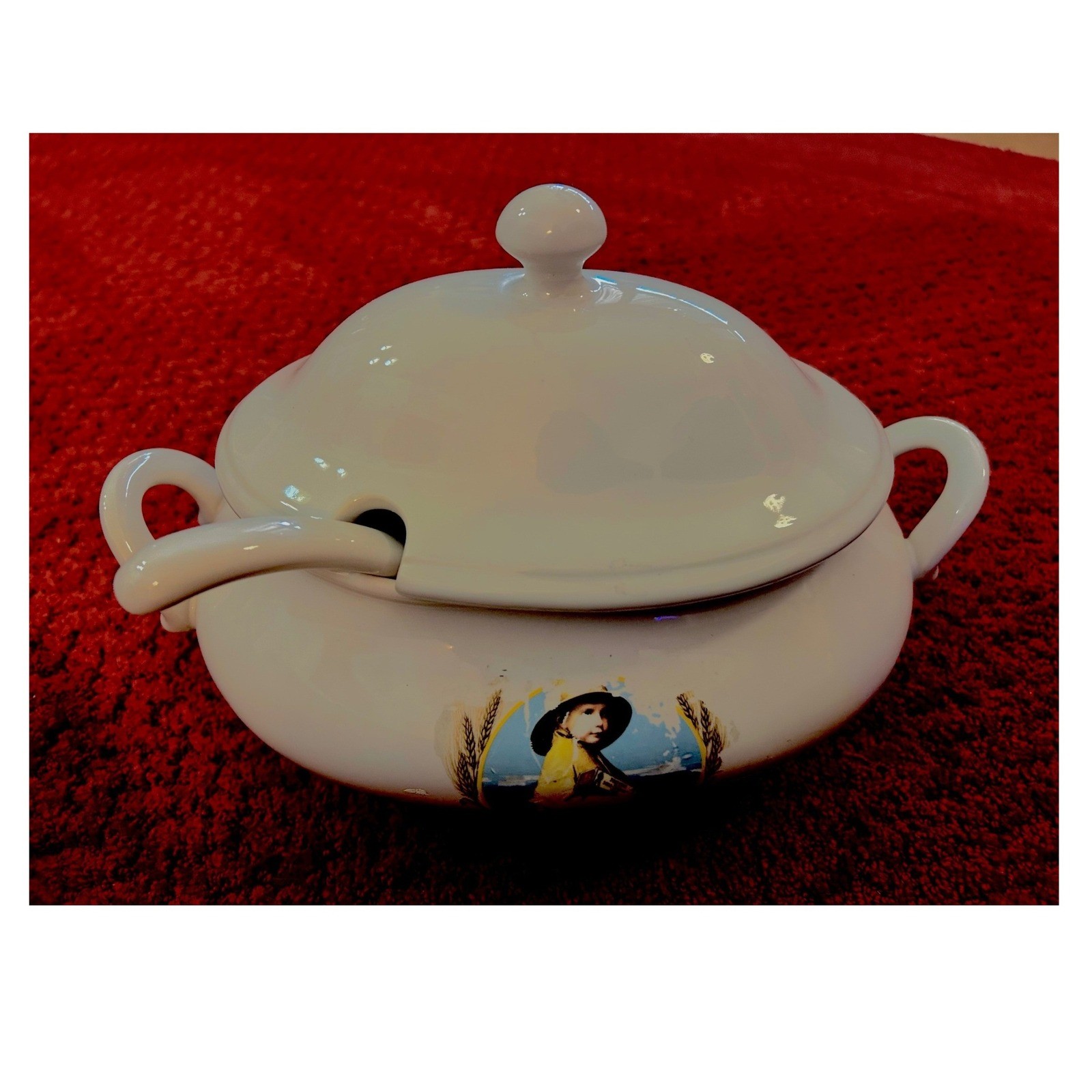 Nabisco Cream of Wheat Soup Tureen Set  White Vintage Advertising Ladle
