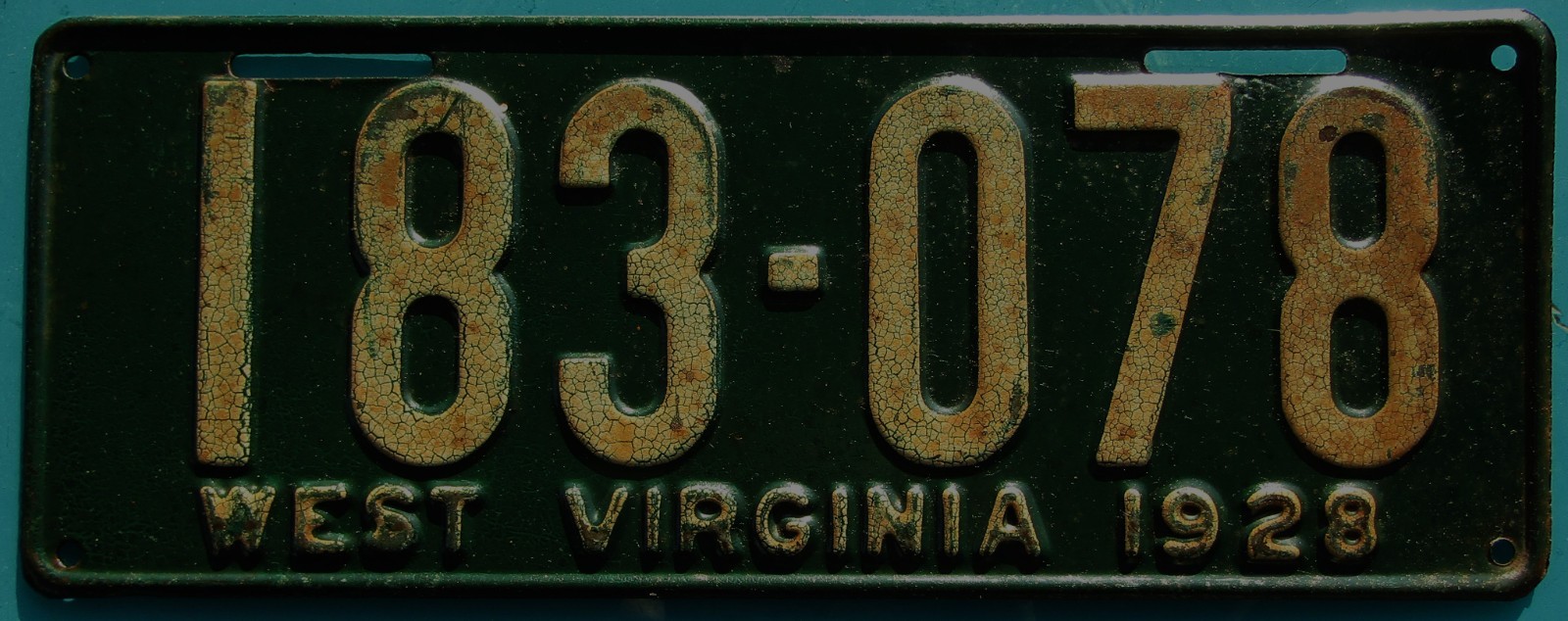 1928 WEST VIRGINIA License Plate #183-078