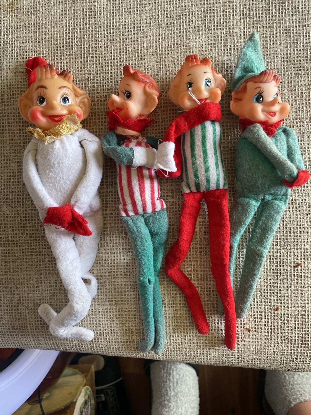 1950s–1960s Japanese rubber-face knee-hugger pixie elves