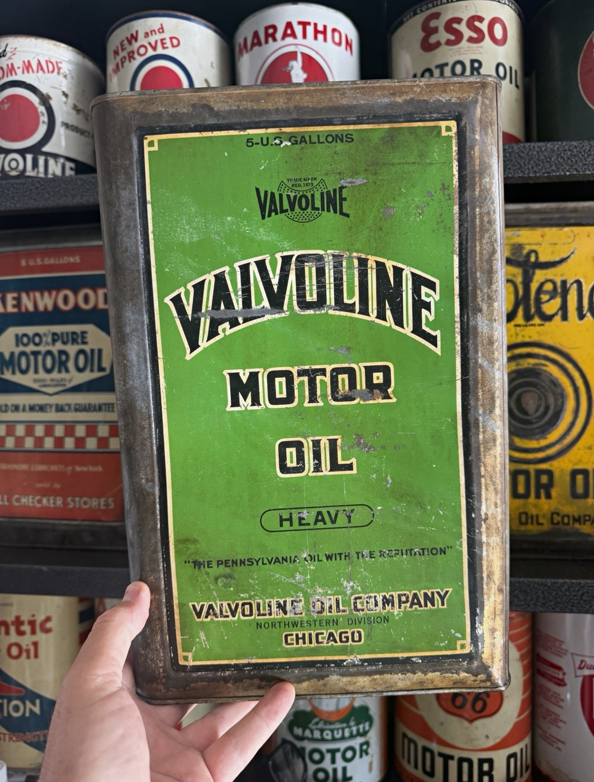 Valvoline Vintage Motor Oil Advertising Can Heavy 5 U.S. Gallons Chicago