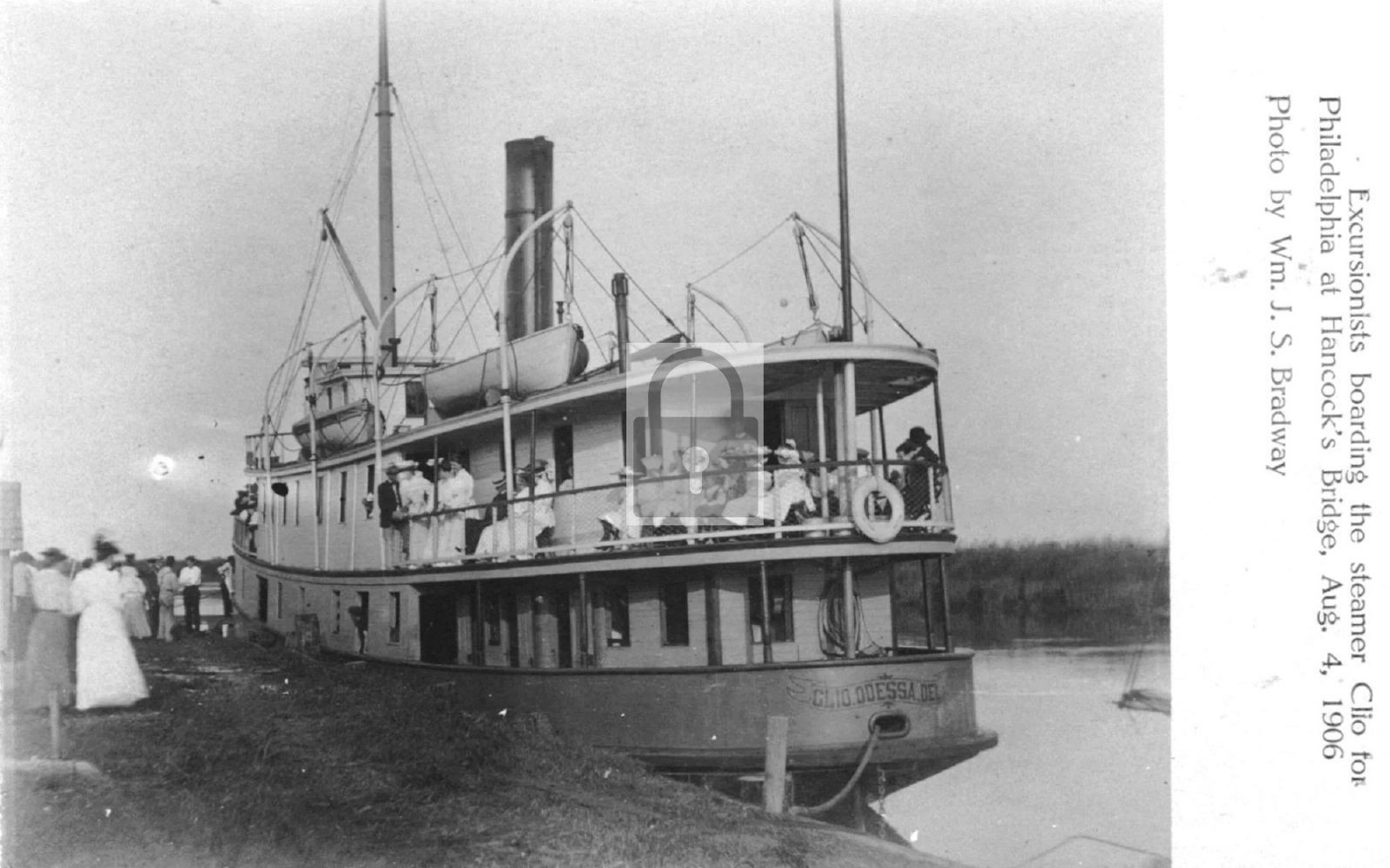 1906 Steamer Boat Clio Hancock's Bridge New Jersey NJ - Reprint
