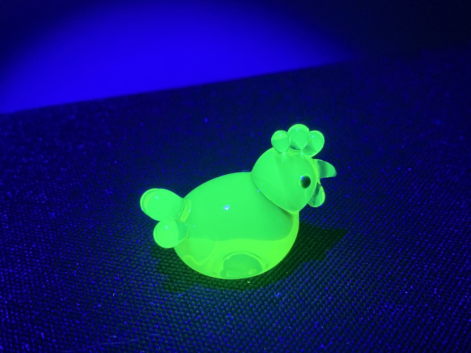 Uranium Vaseline Baby chicken Solid Glass Hand Made Piece By Rafael In Stock