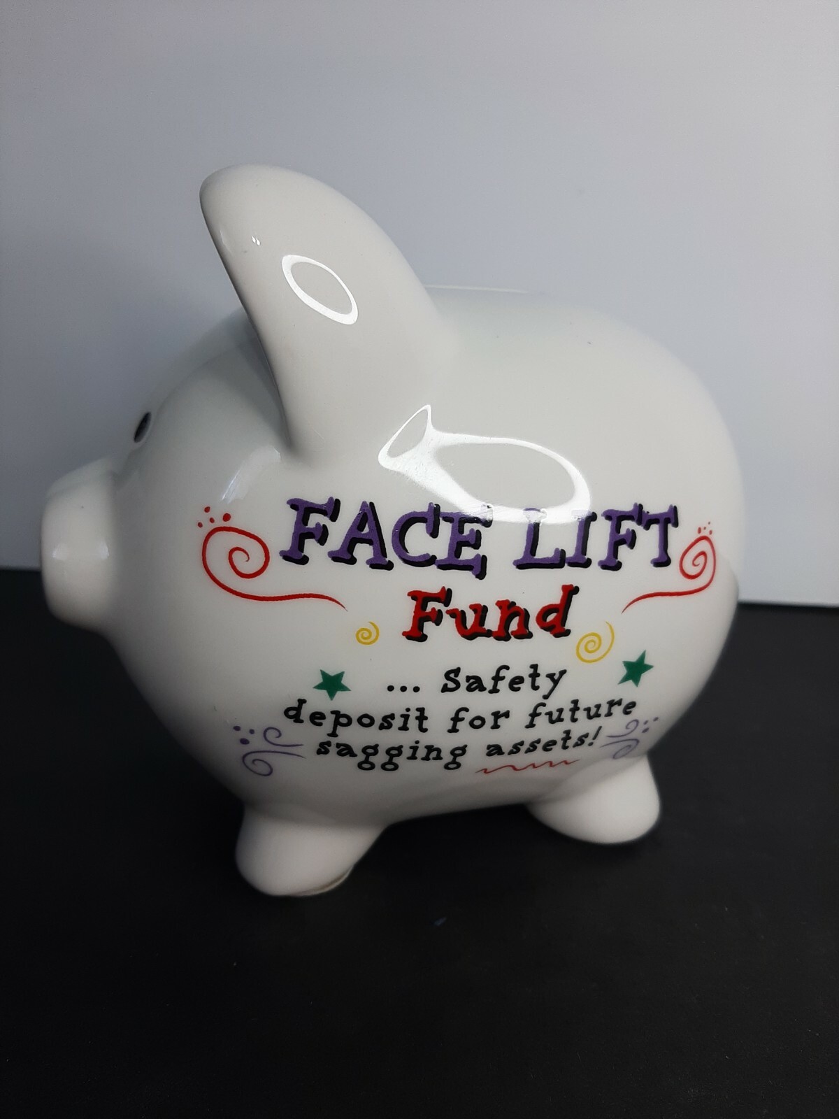 Face lift Fund Pig Piggy Bank Humorous Gift Ceramic 4.5 in tall