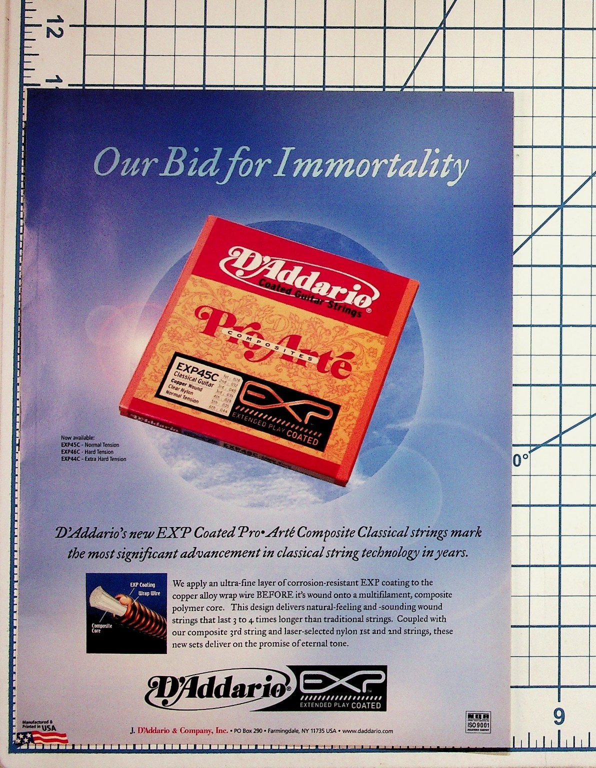 D\'Addario Pro-Arté Classical Guitar Strings Magazine Print Ad Vintage Ephemera