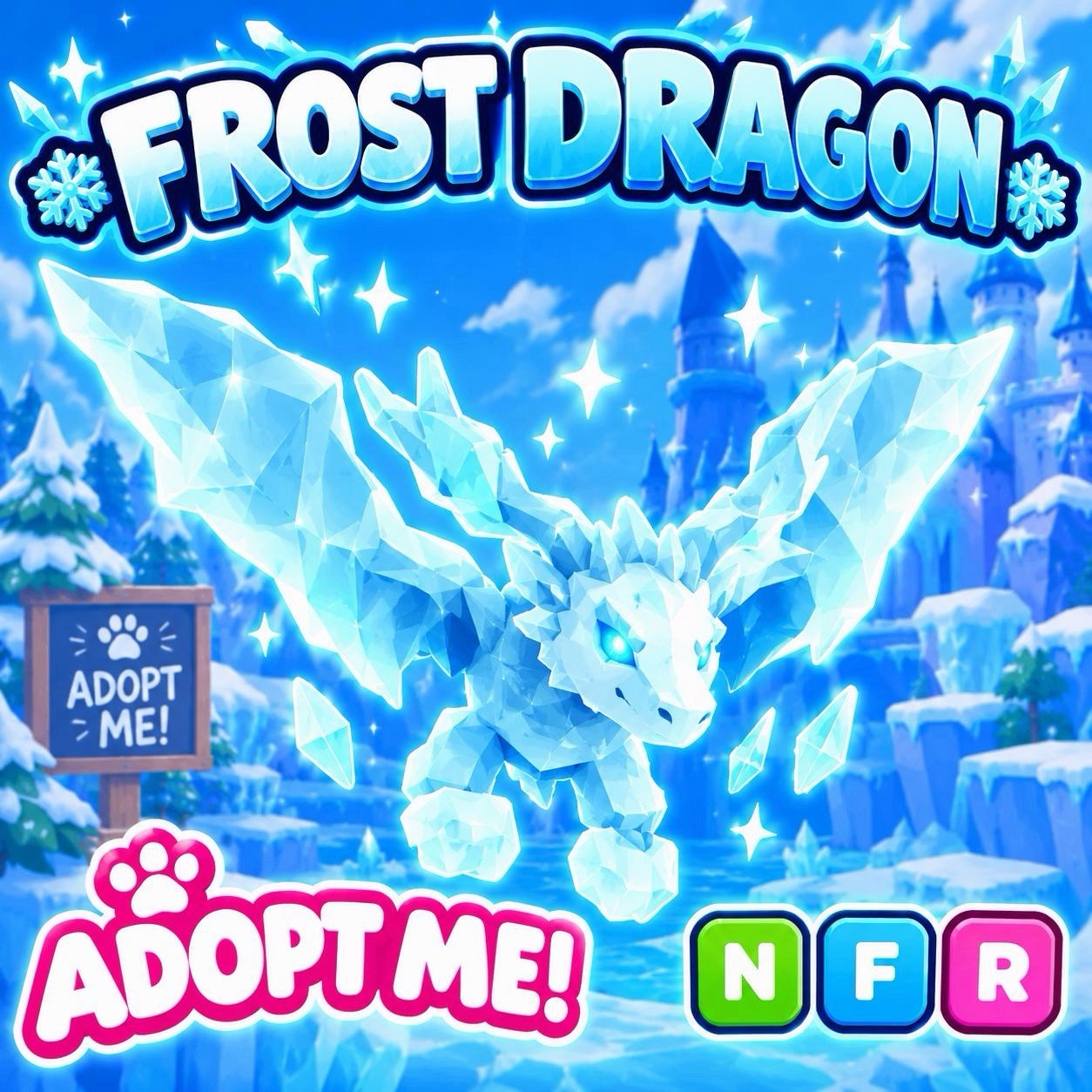 Adopt Me SUPER RARE Frost Dragon MFR Virtual Pet / In-Game Item