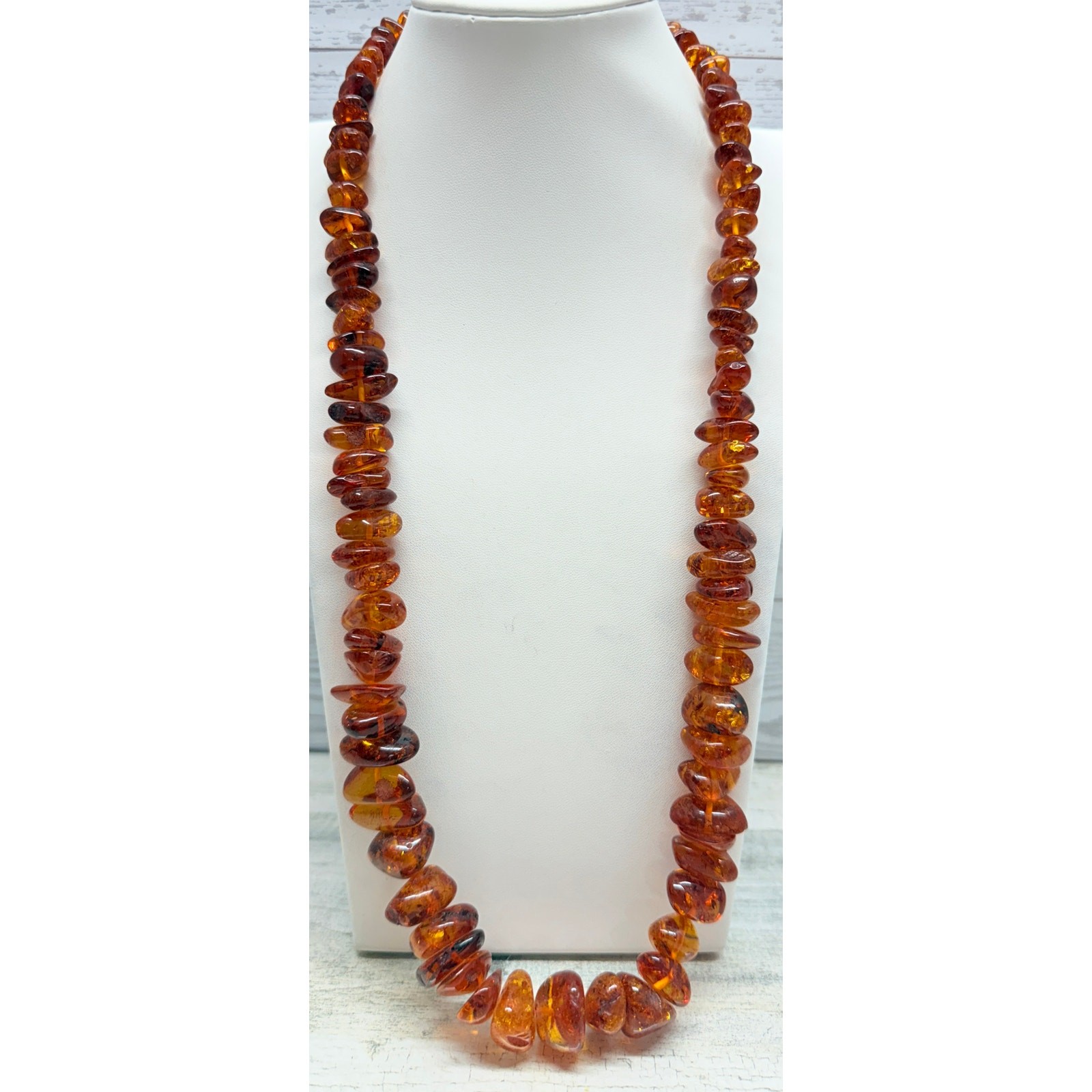Vintage 1940s Baltic Amber Chunk Cabochon Necklace with Inclusions 90 Grams