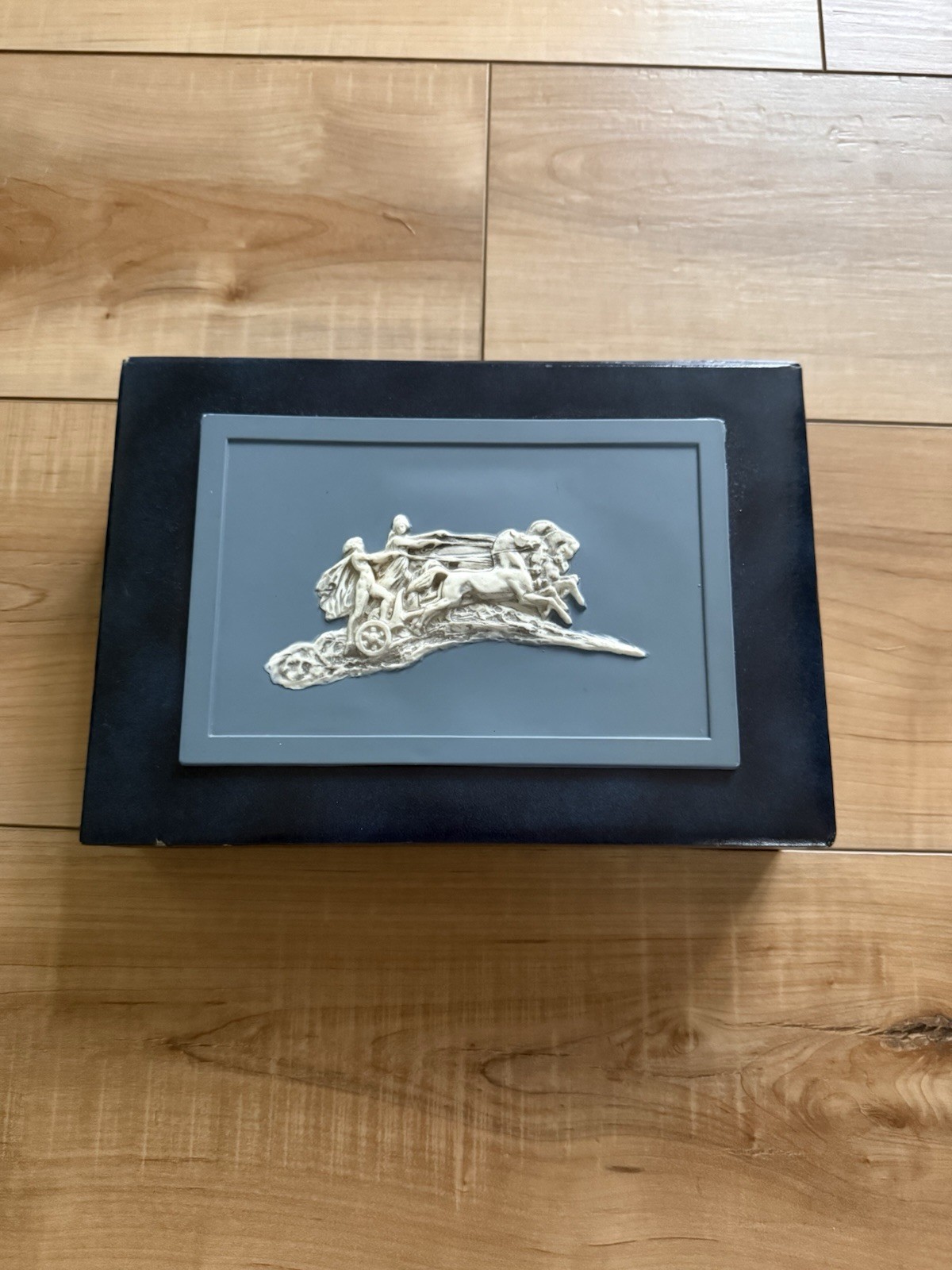 Vintage Dante Incolay Chariot Jewelry Box W/Roman horse and chariot relief Blue Vintage Dante Incolay Chariot Jewelry Box W/Roman horse and chariot relief Blue