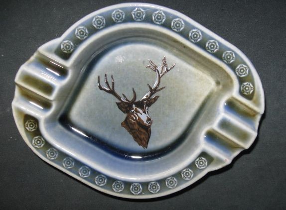 Porcelain Wade Ashtray with Painted Deer Head made in Ireland