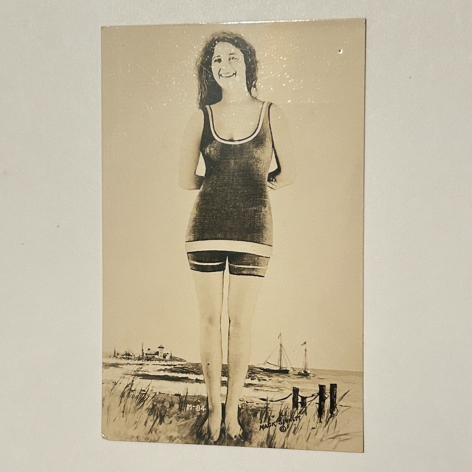 Vtg 1920s Glamour Girl Mack Sennett Bathing Beauty Cute Flapper Postcard RPPC