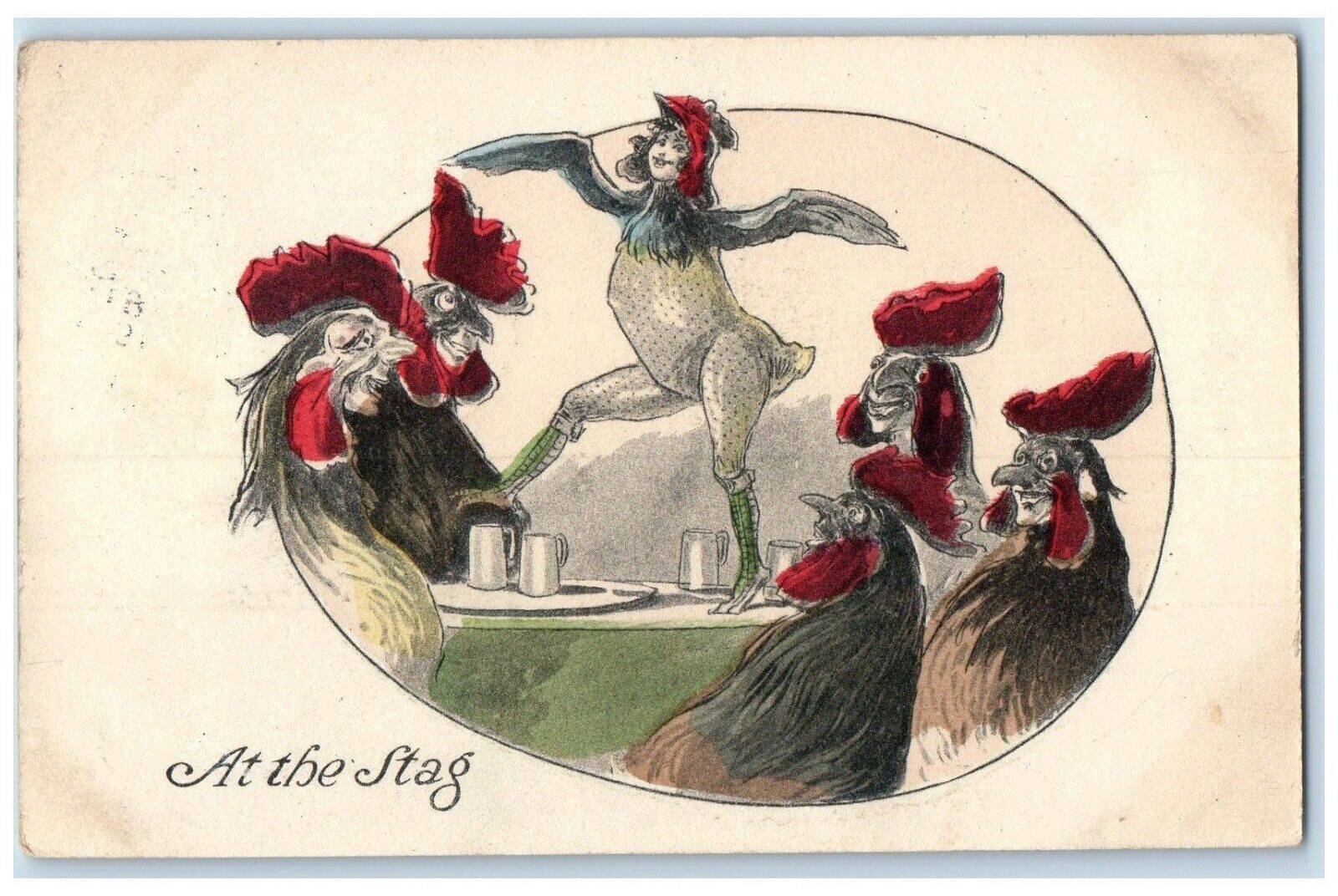 1915 Girl Wearing Rooster Chicken Costume At The Stag Minneapolis MN Postcard