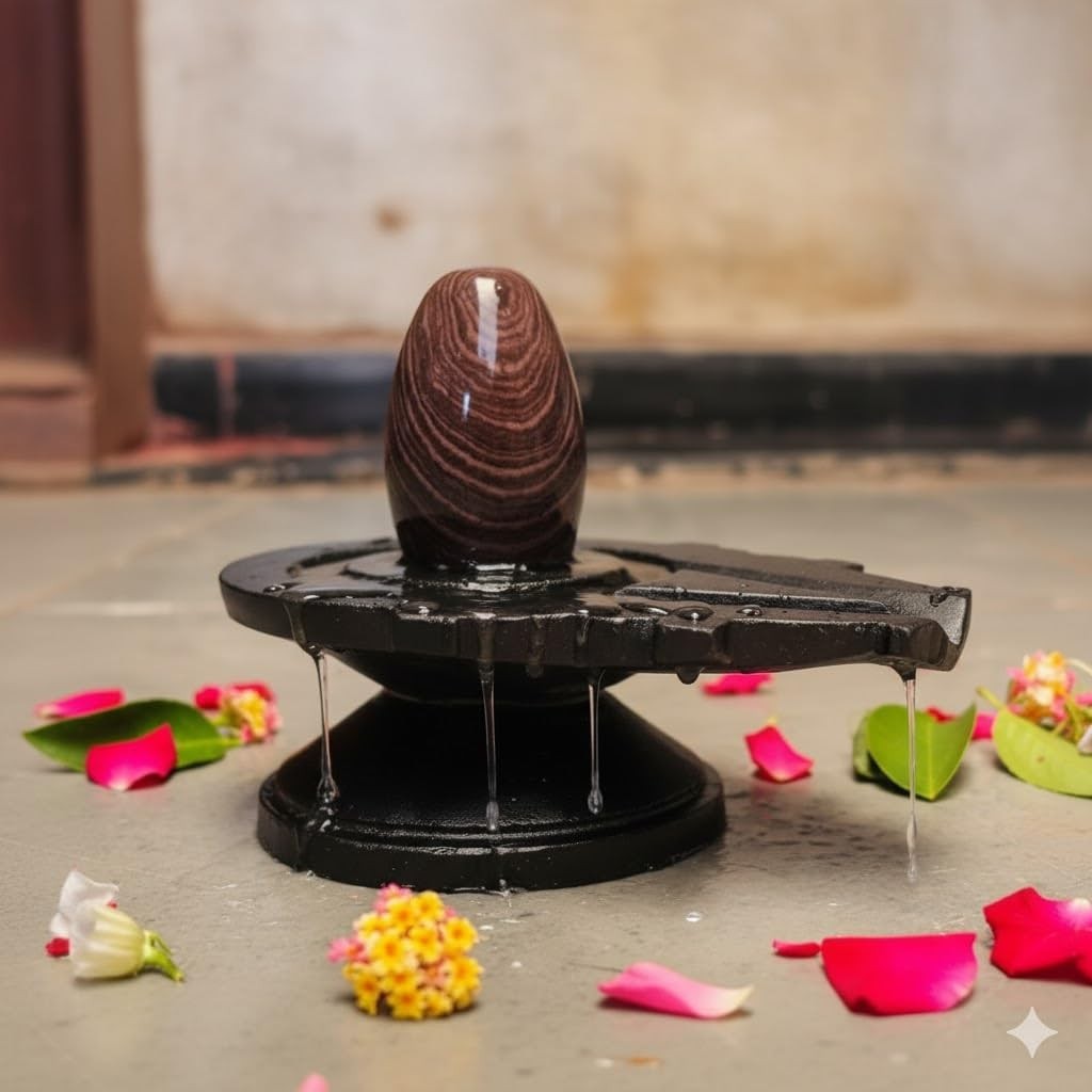 Black Narmadeshwar 2 Inch Shivling, Lingam, Shiva Lingam & 4 Inch Jaladhari Black Narmadeshwar 2 Inch Shivling, Lingam, Shiva Lingam & 4 Inch Jaladhari