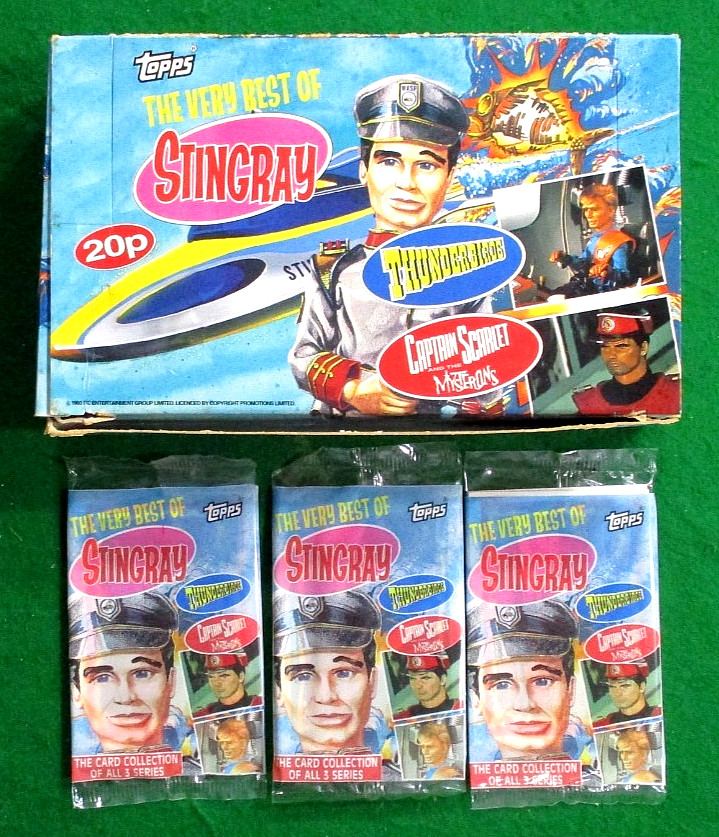 TOPPS VERY BEST OF STINGRAY-THUNDERBIRDS-CAPT SCARLET CARD PACKS-3 PACKS + BOX