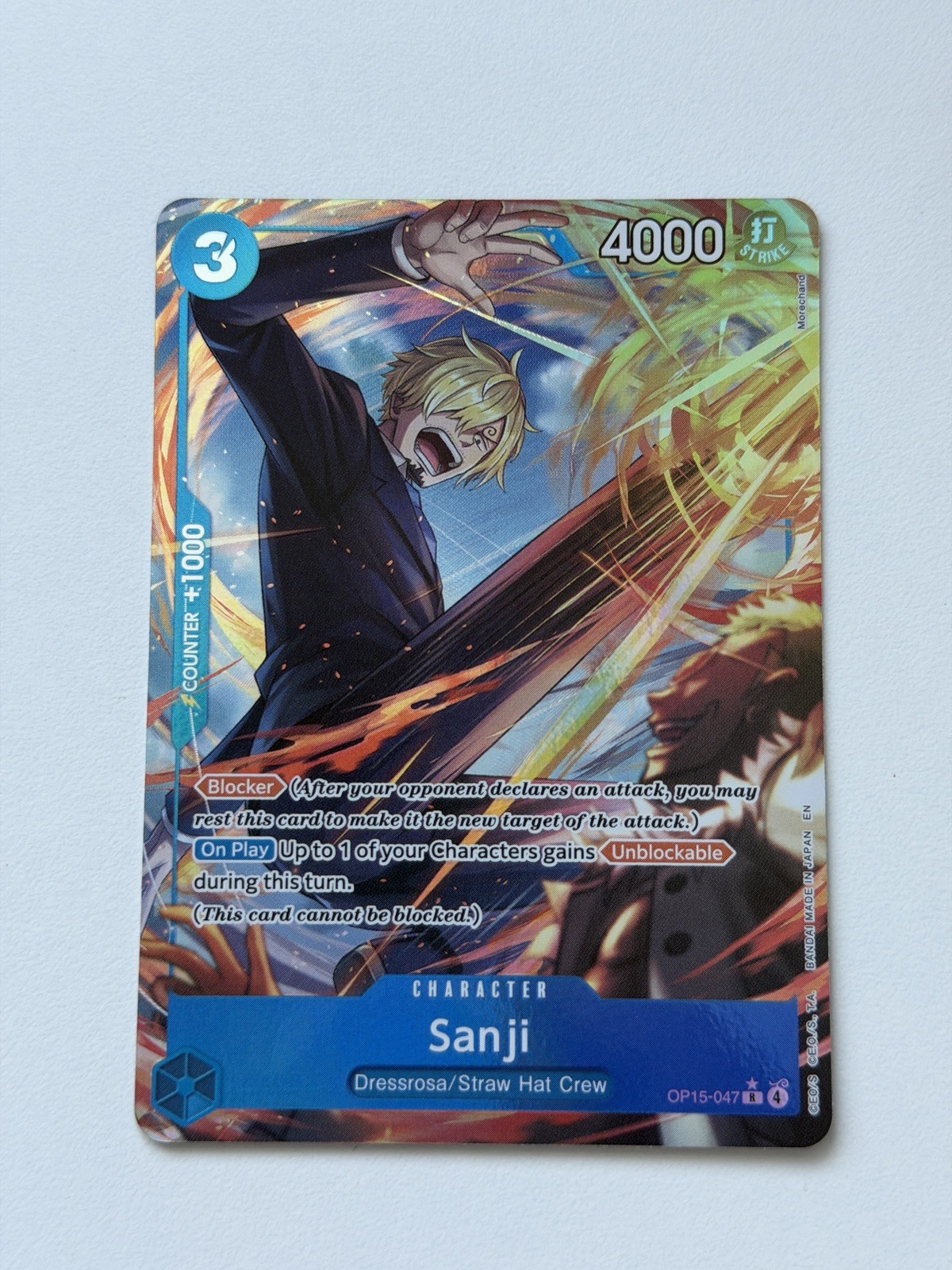 Bandai One Piece Card Game Sanji Character OP15-047 Alt Art Foil Rare