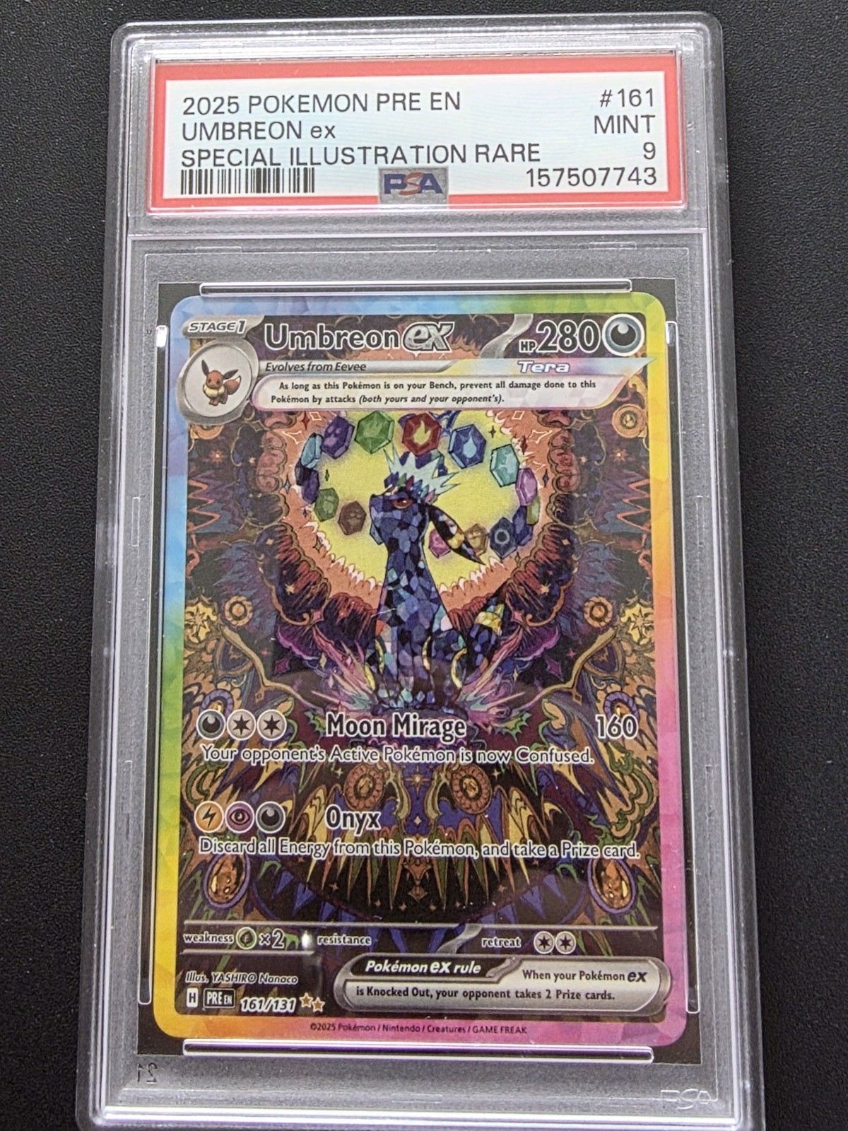 Pokémon TCG 2025 Prismatic Evolutions Umbreon SIR PSA 9 161/131