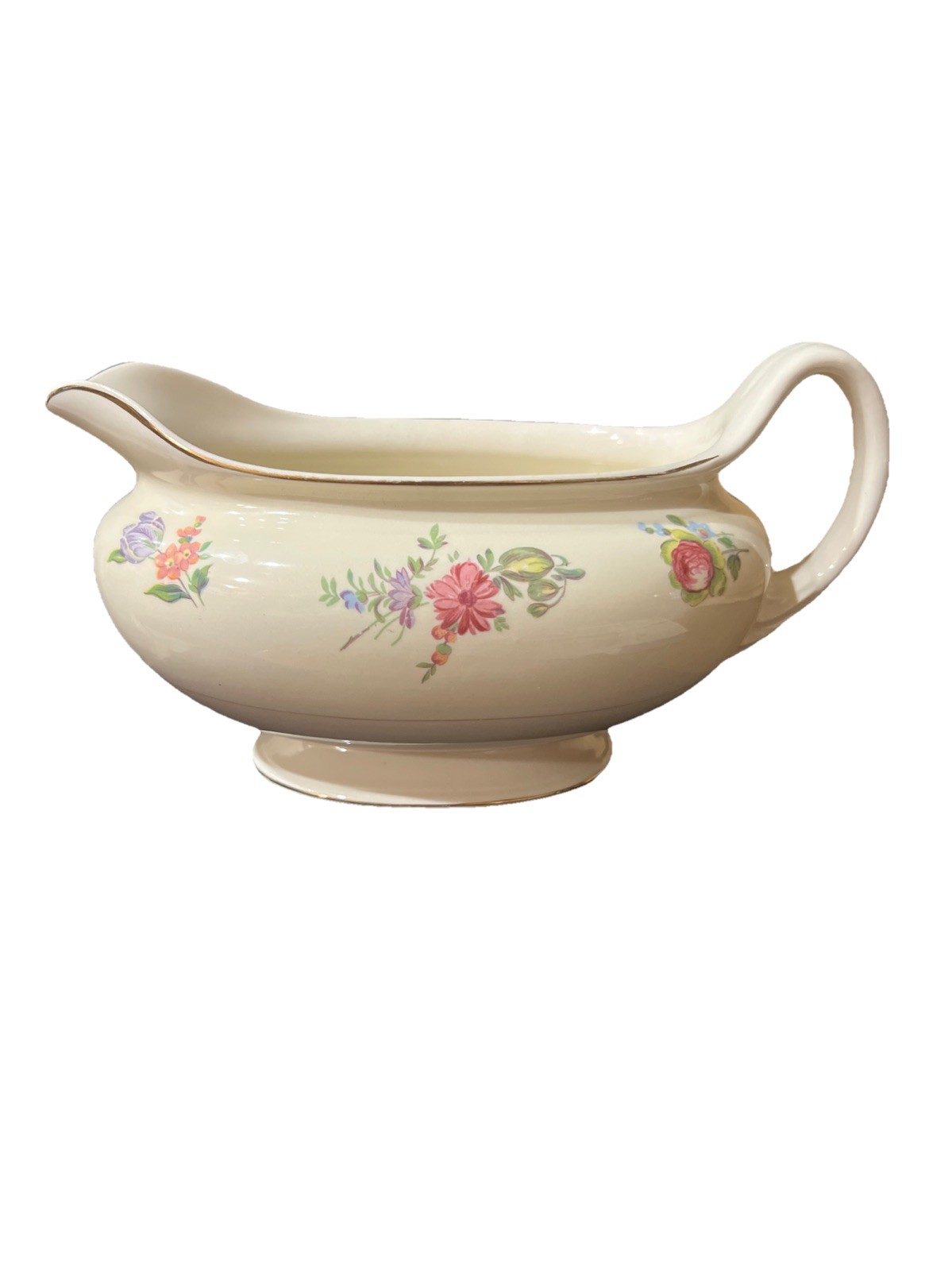 Household Institute Priscilla Floral Pattern Gravy Boat Homer Laughlin Vintage