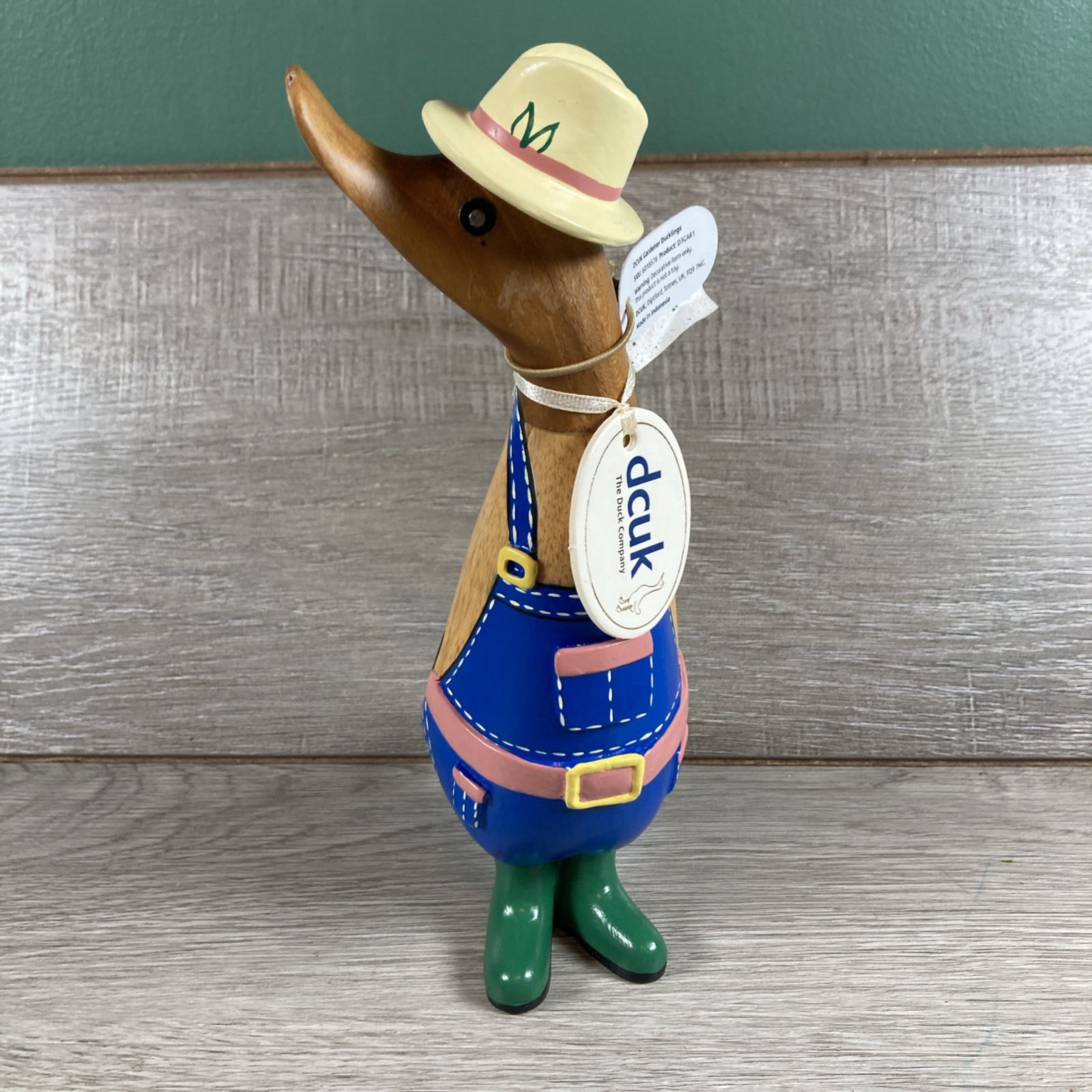 Dcuk Wooden Duck Figure - Blue Outfit Gardner Statue