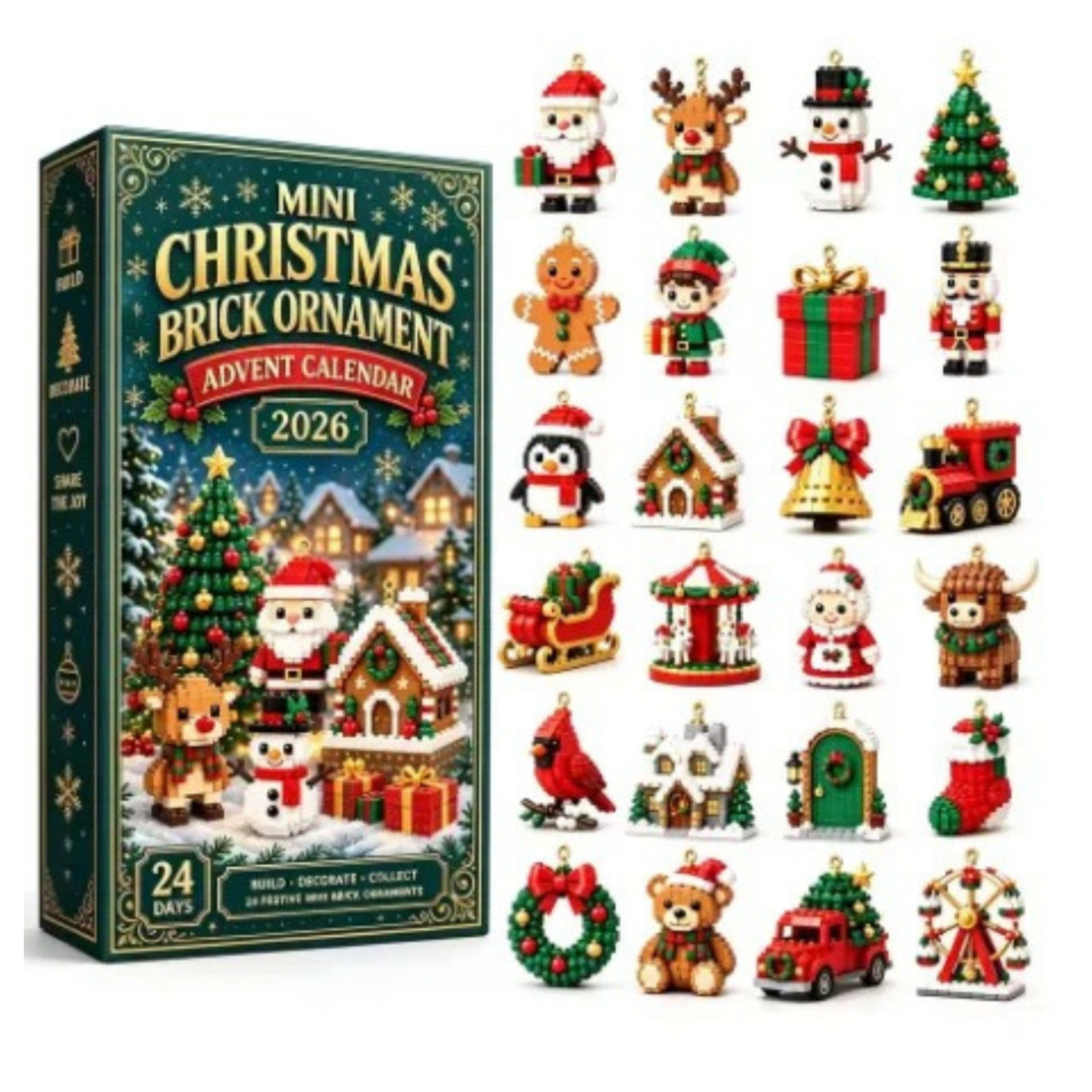 Christmas Tree Hanging Ornaments Set Shiny Handmade Xmas Decorations Gift Box