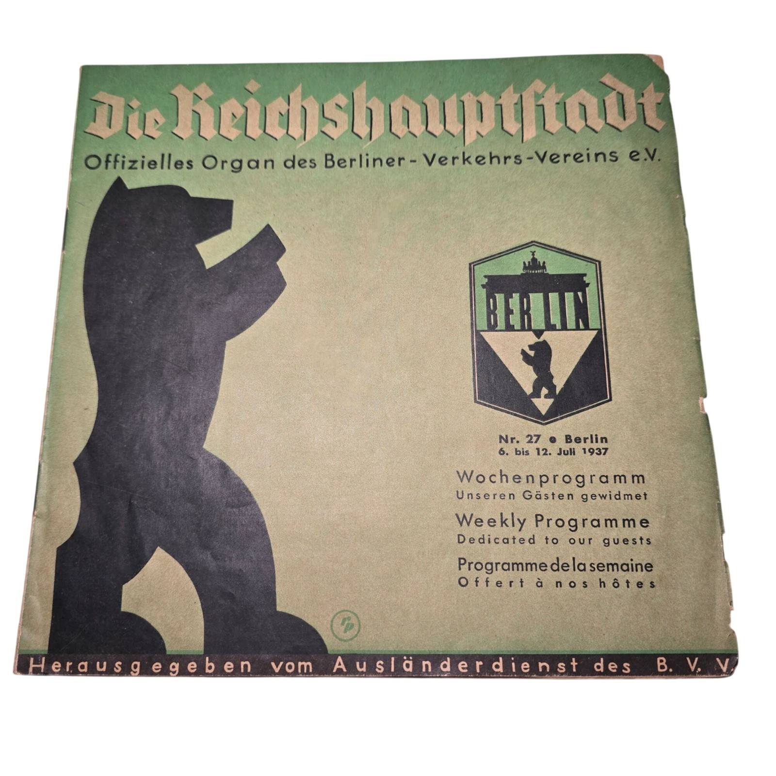 Die Reichshauptstadt July 1937 Weekly Program Berlin Germany Tourism Pamphlet