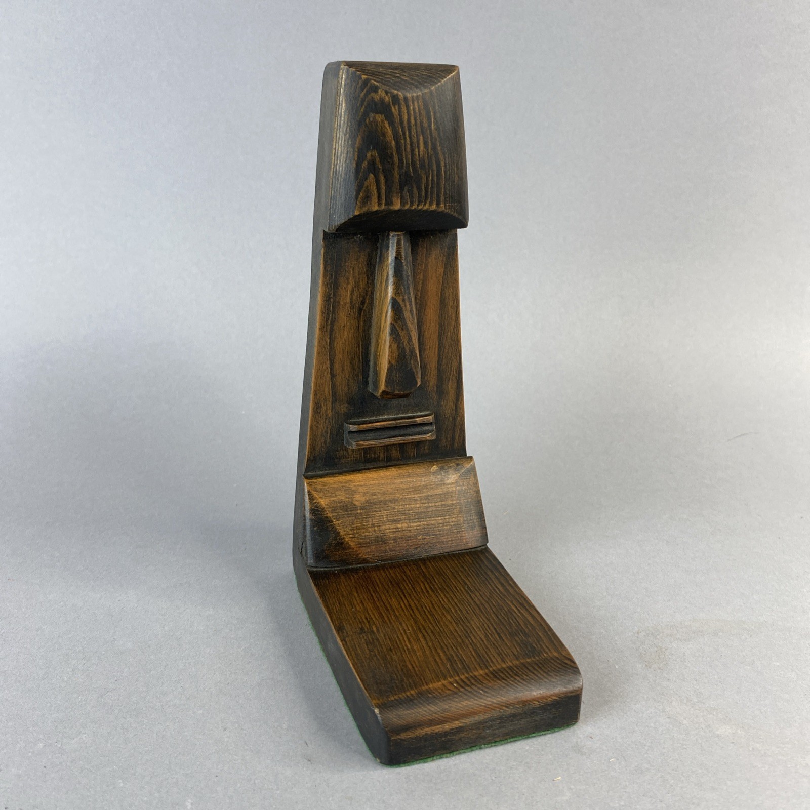 Hand Carved Wood Tiki Book End Sculpture Moai Easter Island 8