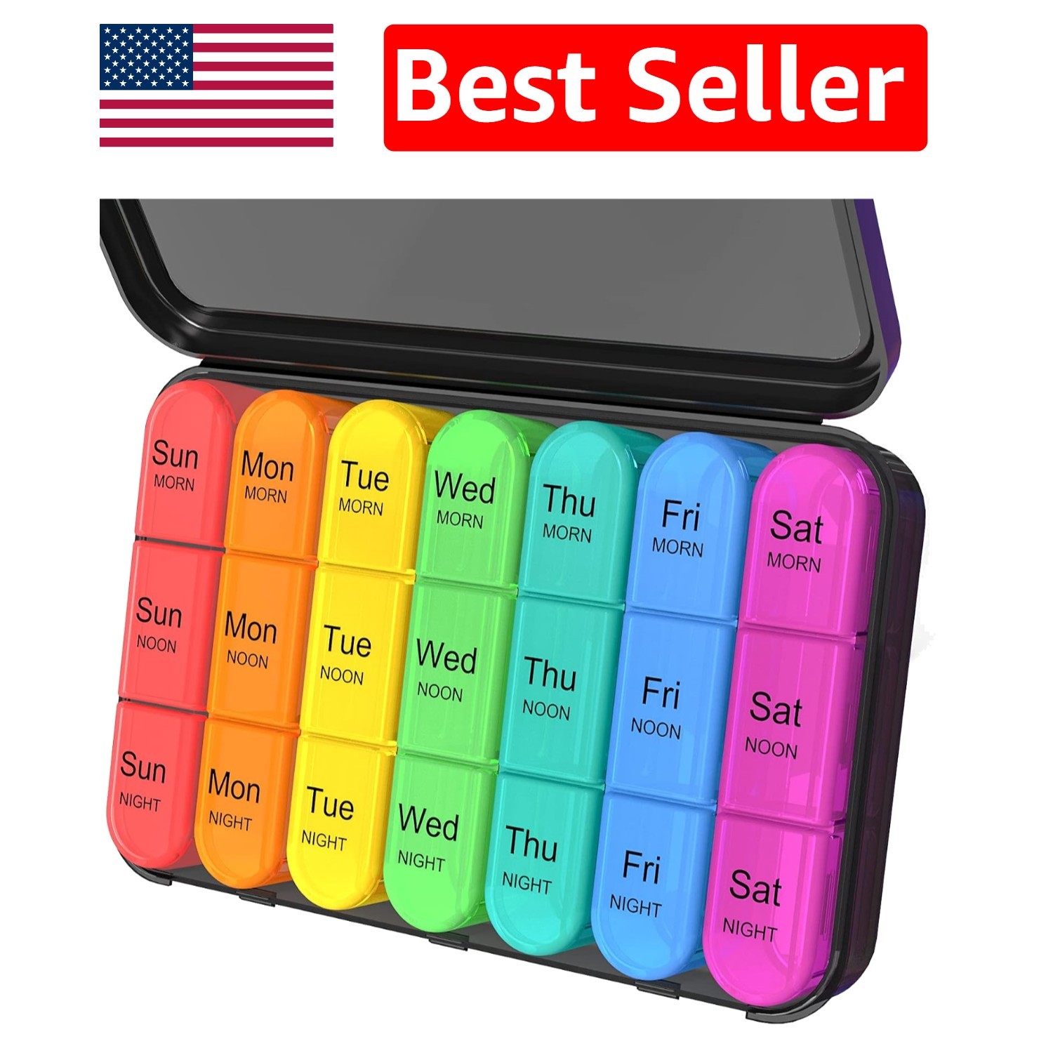 PULIV Weekly Pill Organizer 3 Times a Day Portable Travel Pill Box 7 Day with...