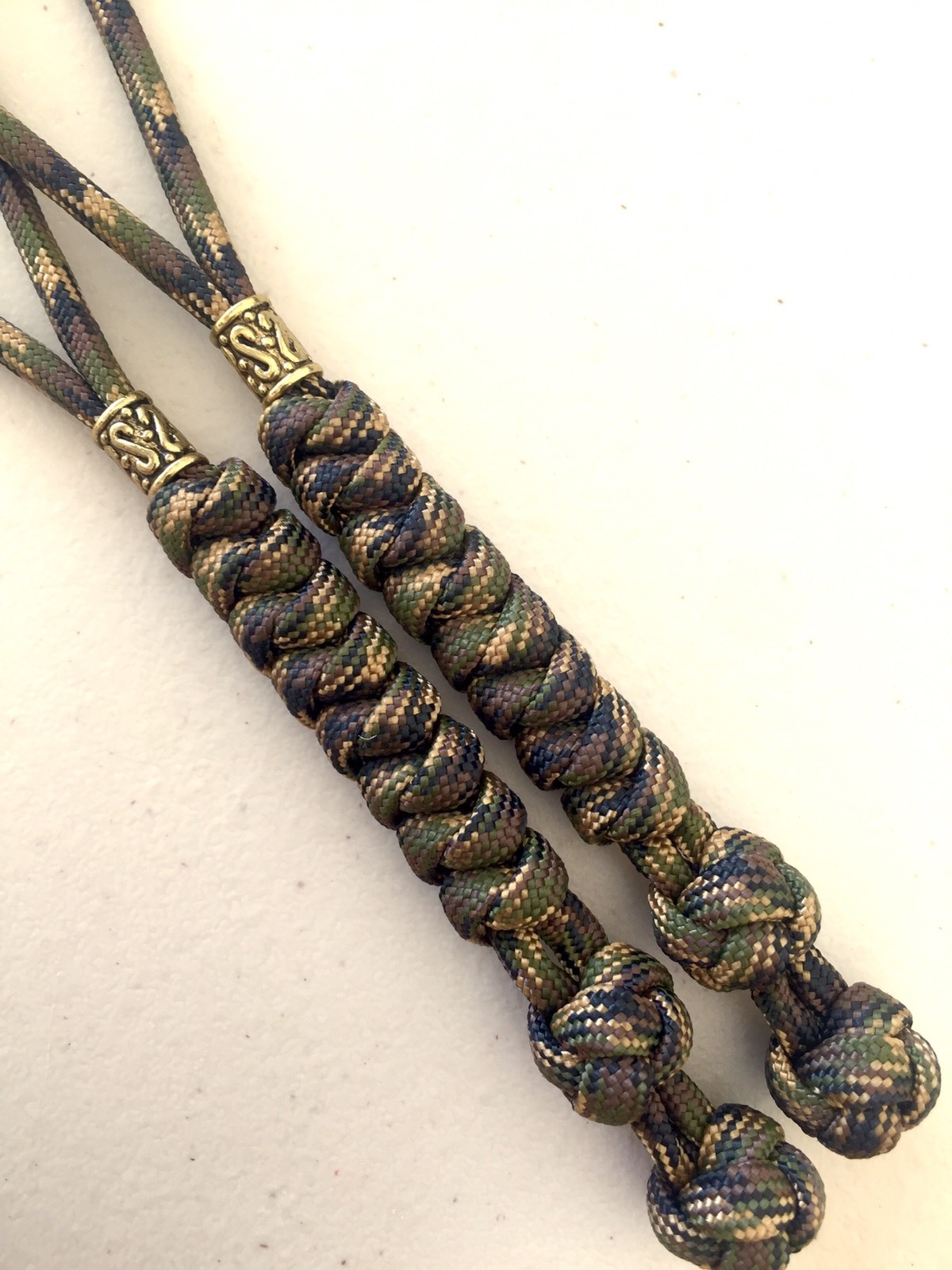 550 Paracord Knife Lanyard 2pk, Ground War Camo Snake Knot With Brass Bead