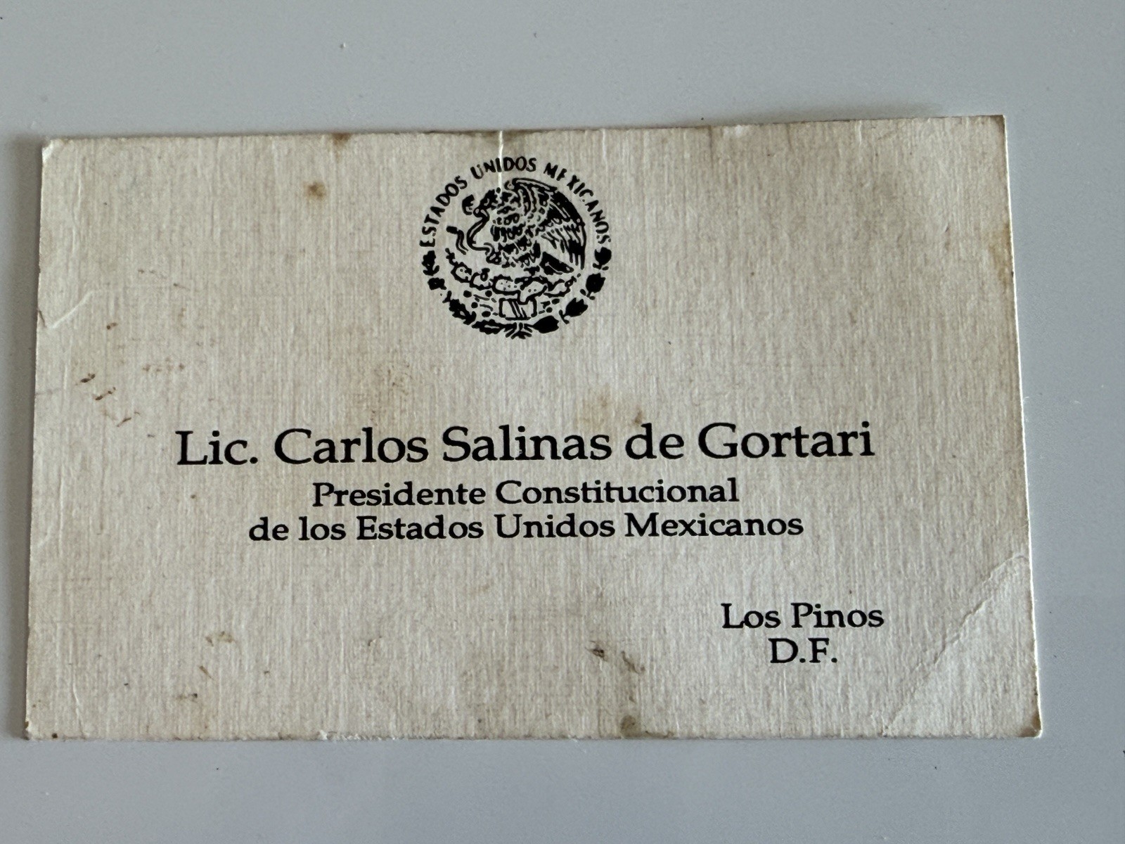 Carlos Salinas de Gortri MEXICO PRESIDENT Official LOS PINOS Calling Card 88-94