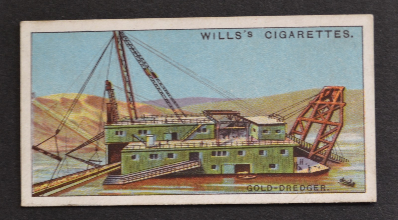 1927 Wills\'s Engineering Wonders Cigarette Card No. 20 Gold-Dredger, U.S.A.