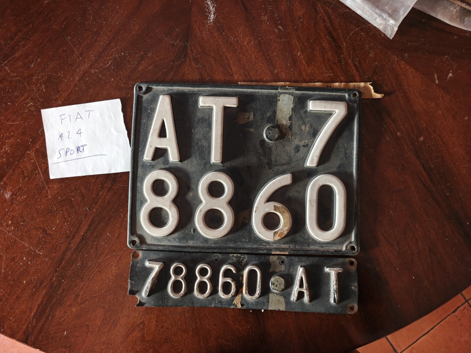 1960s Fiat 124 Sport Plastic Front / Rear Plates Use Collection