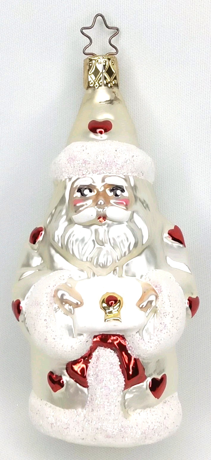 Vintage Inge Glass Love Delivery Santa Claus Christmas Ornament Made In Germany