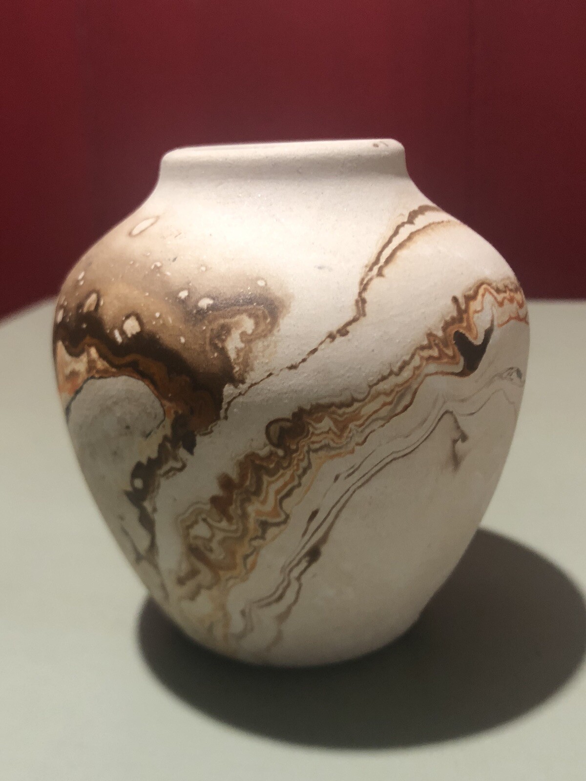 Nemadji Pottery Vase Swirl Clay Southwestern, Small 3” tall