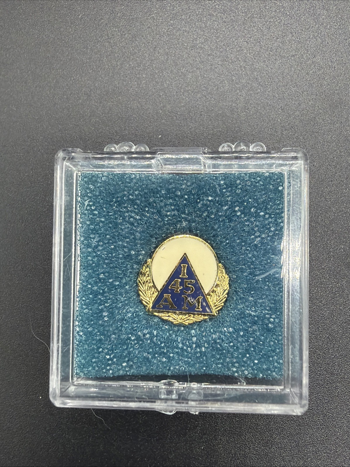 VINTAGE IAM MACHINISTS UNION 45 YEAR SERVICE PIN BASTIAN 24K GOLD PLATED ENAMEL