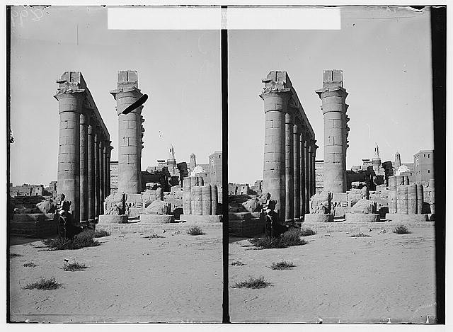 Photo:Luxor Egypt 1900s Temple of Luxor Colonnade Ruins Stereo View