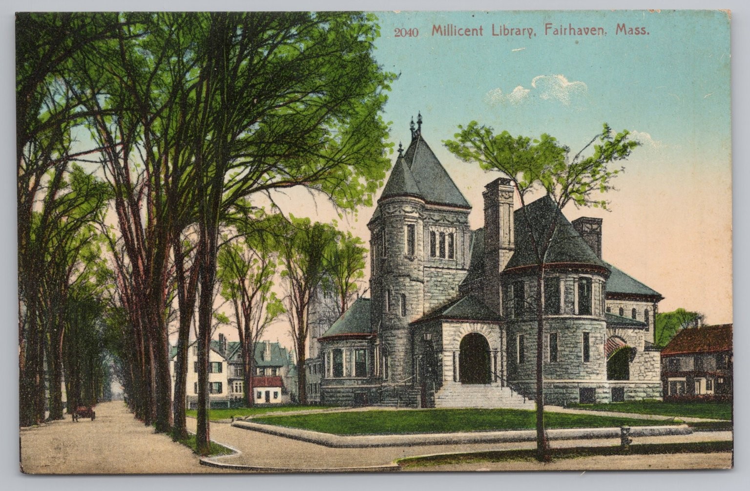 Millicent Library Fairhaven MA Postcard Early 1900s H.S. Hutchinson German Print