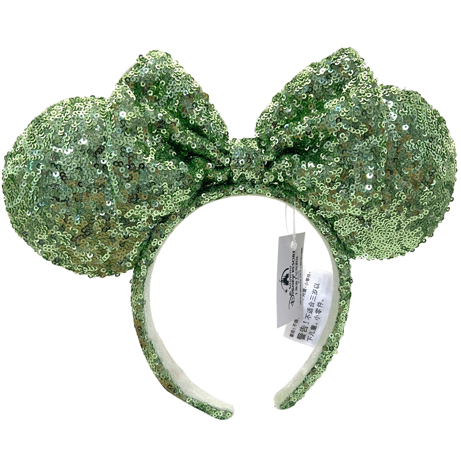 DisneyParks Green Minnie Mouse Bow Sequins Ears Mickey Headband Ears