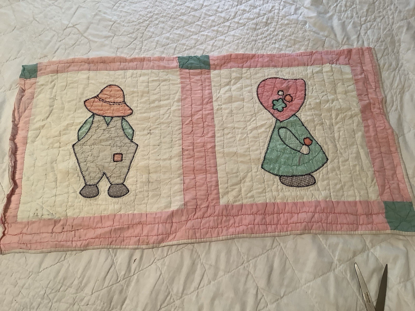 Vtg Sunbonnet Sue Overall Sam Cutter Quilt Piece  16-1/2” X 31” 100% Cotton # 2