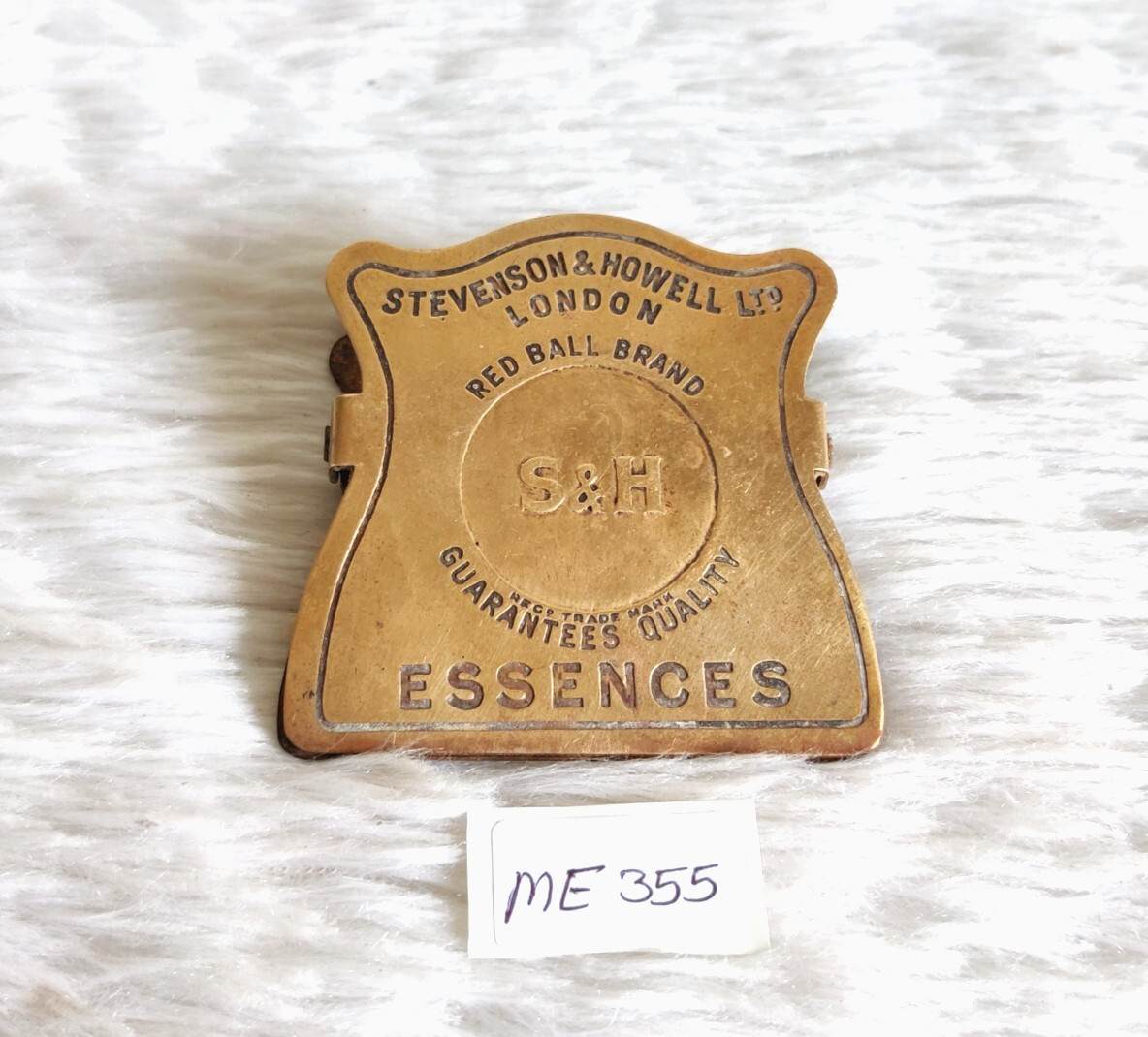 Antique Stevenson & Howell Essences Advertising Paper Clip Brass Red Ball Brand