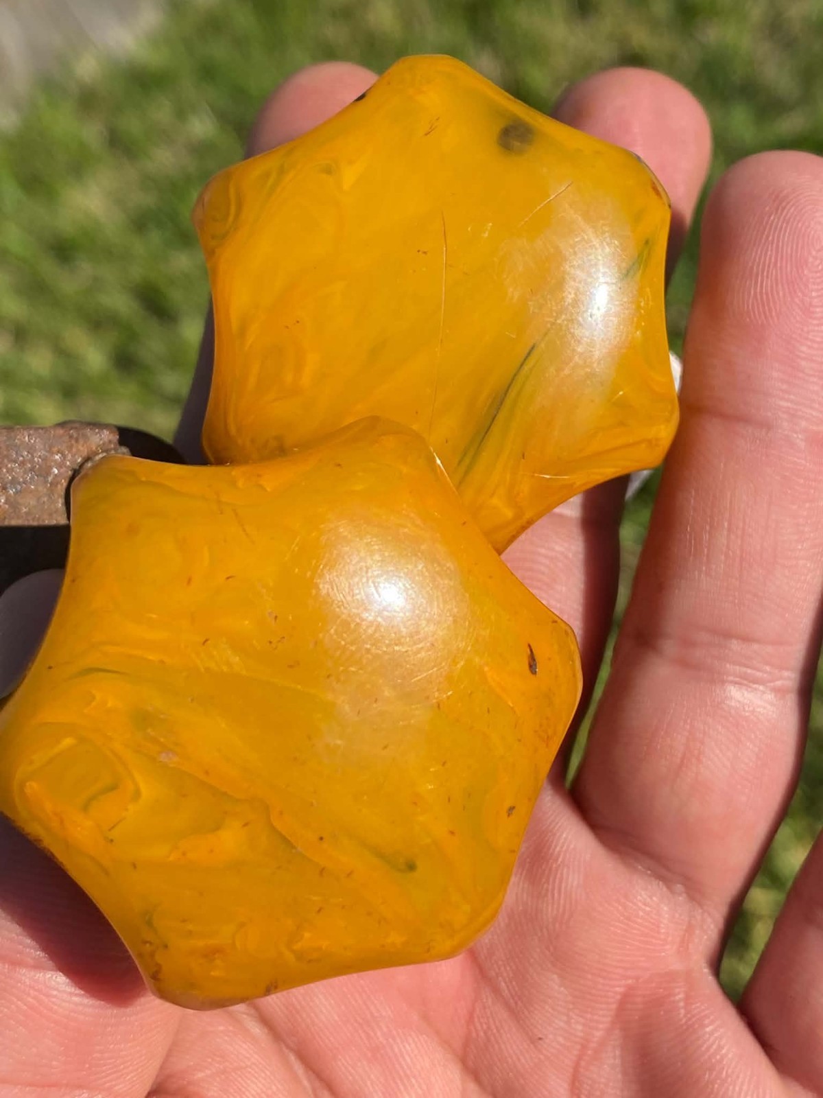 vintage bakelite Two Knobs Green And Yellow