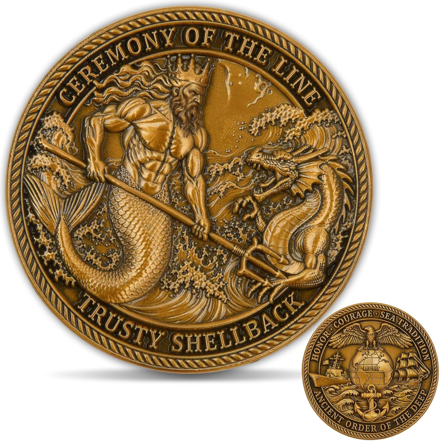 Navy Shellback Crossing the Line Challenge Coin – Trusty Shellback Ceremony